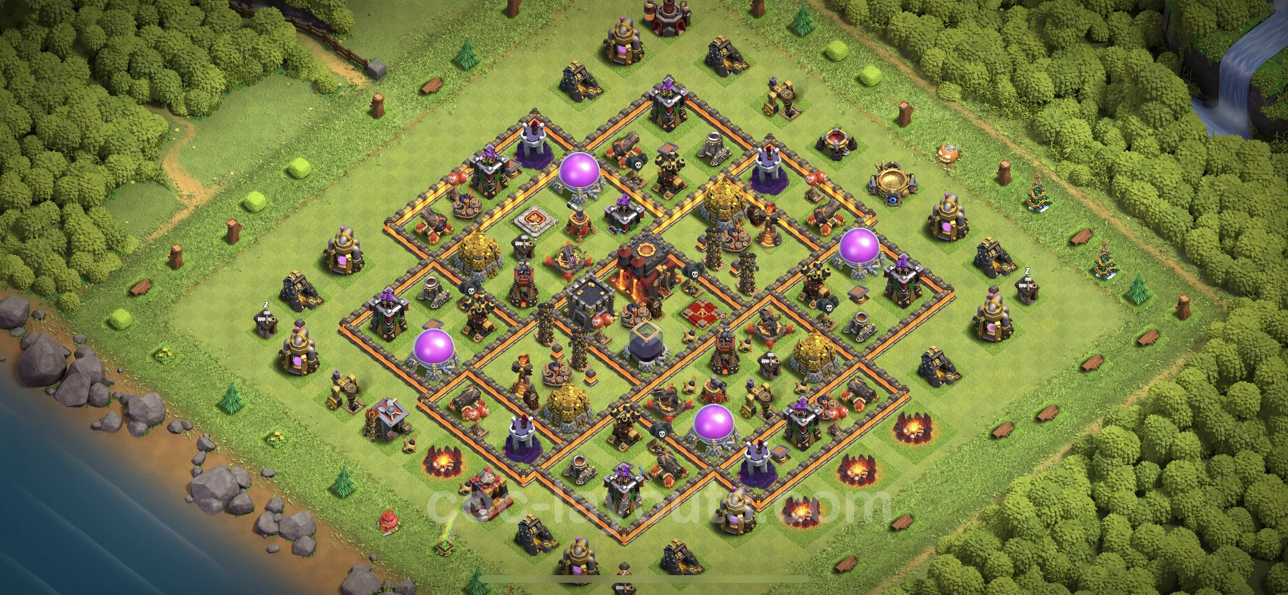 Anti 3 Stars Base TH10 with Link, Hybrid - best plan / layout / design - Clash of Clans - (#175)