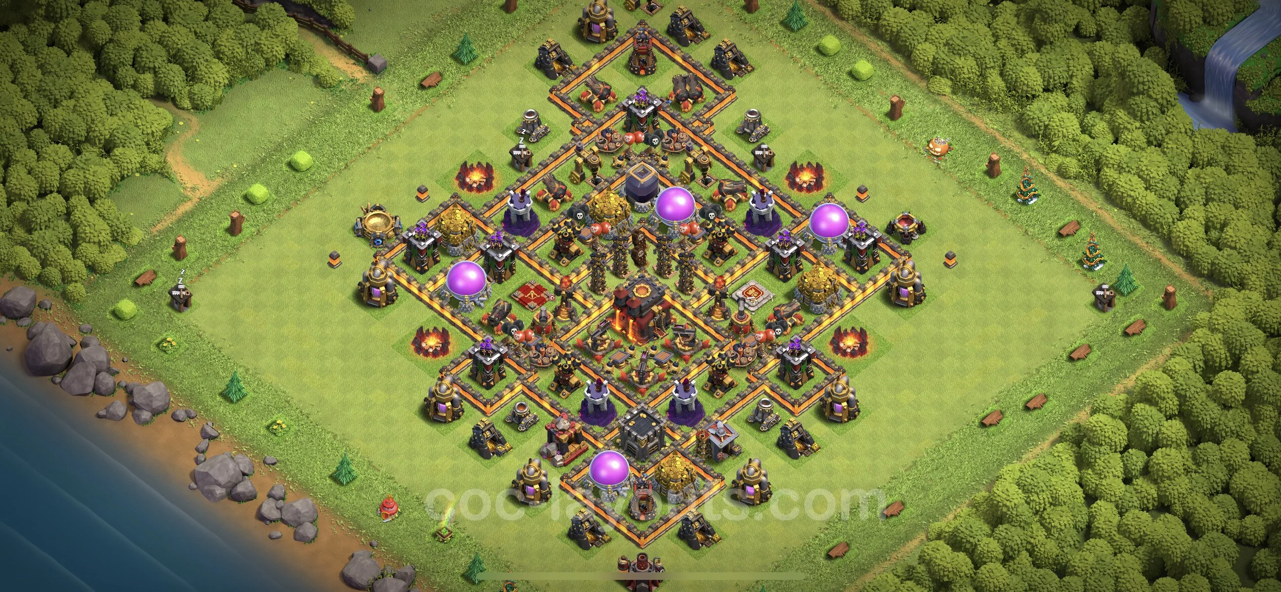 Base TH10 with Link, Hybrid - Anti Dragon Defence Plan / Anti Air - Clash of Clans - (#176)