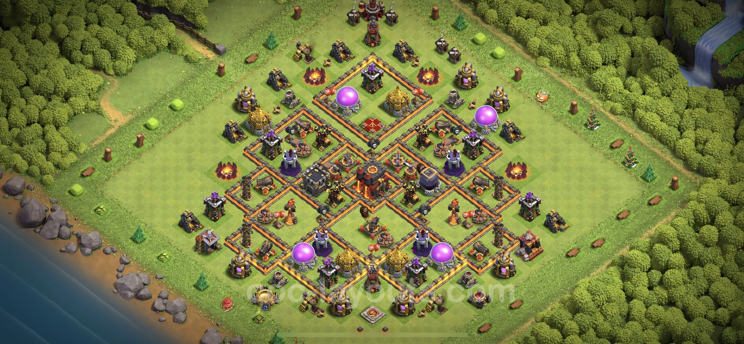 Unbeatable Base TH10 with Link - best plan / Anti Loot / design - Clash of Clans - (#177)
