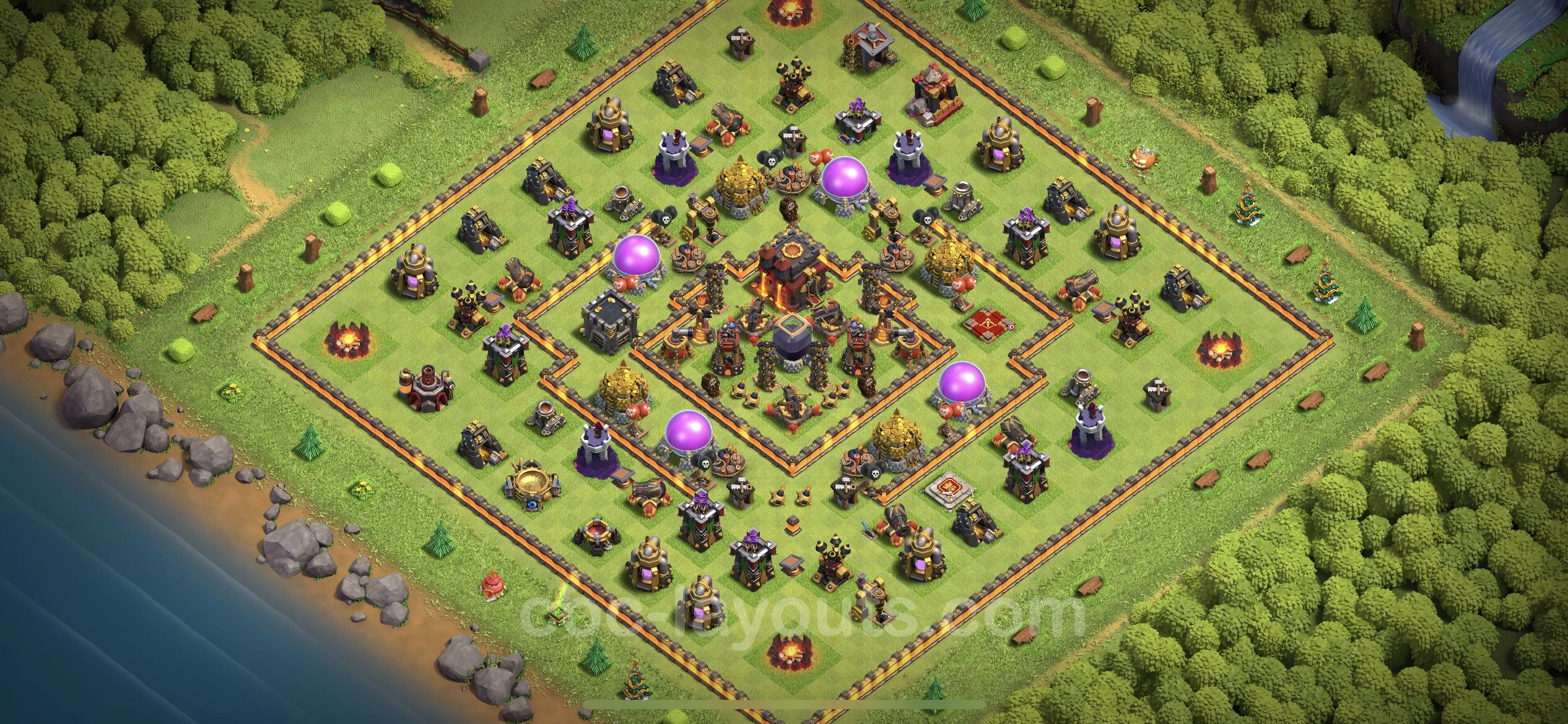 Defense (Trophy) Base TH10 with Link, Hybrid - plan / layout / design - Clash of Clans - (#178)