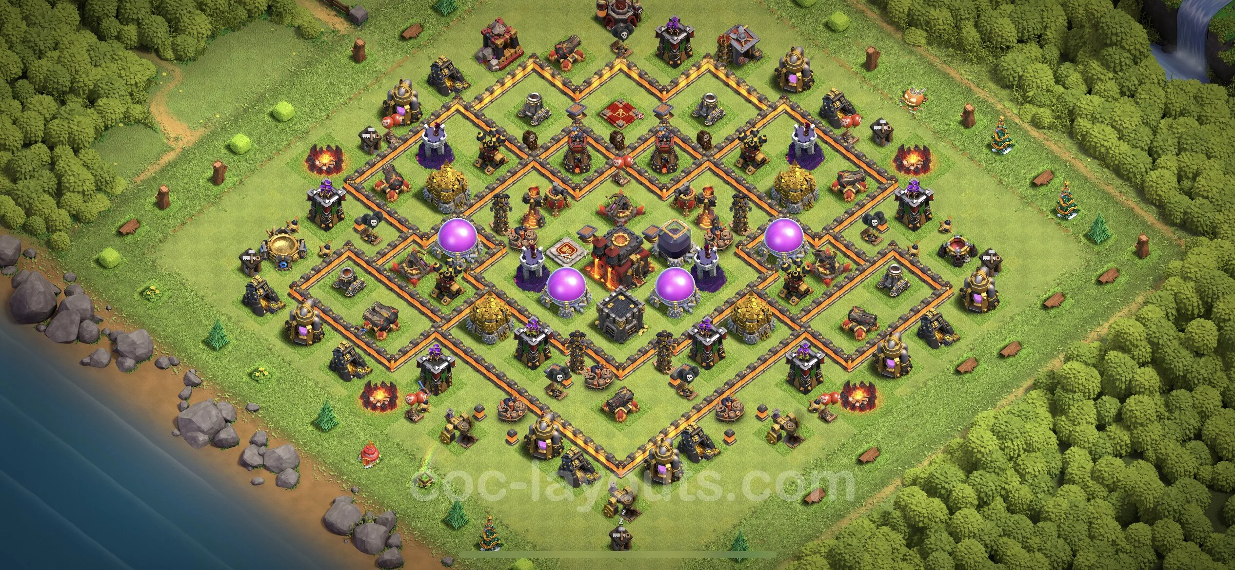 Defense (Trophy) Base TH10 with Link, Hybrid - plan / layout / design - Clash of Clans - (#179)