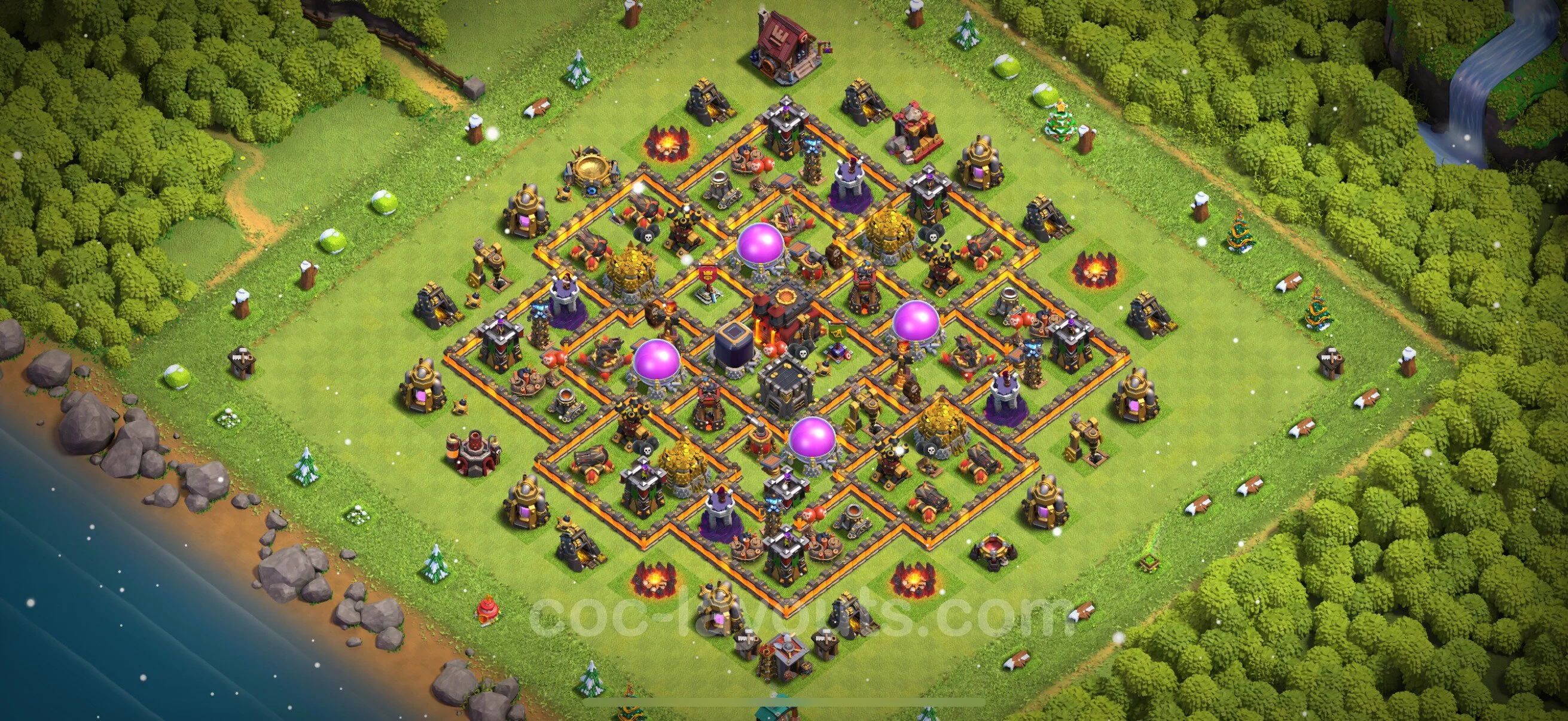 Defense (Trophy) Base TH10 with Link, Legend League, Hybrid - plan / layout / design - Clash of Clans - (#182) — Защита TH10
