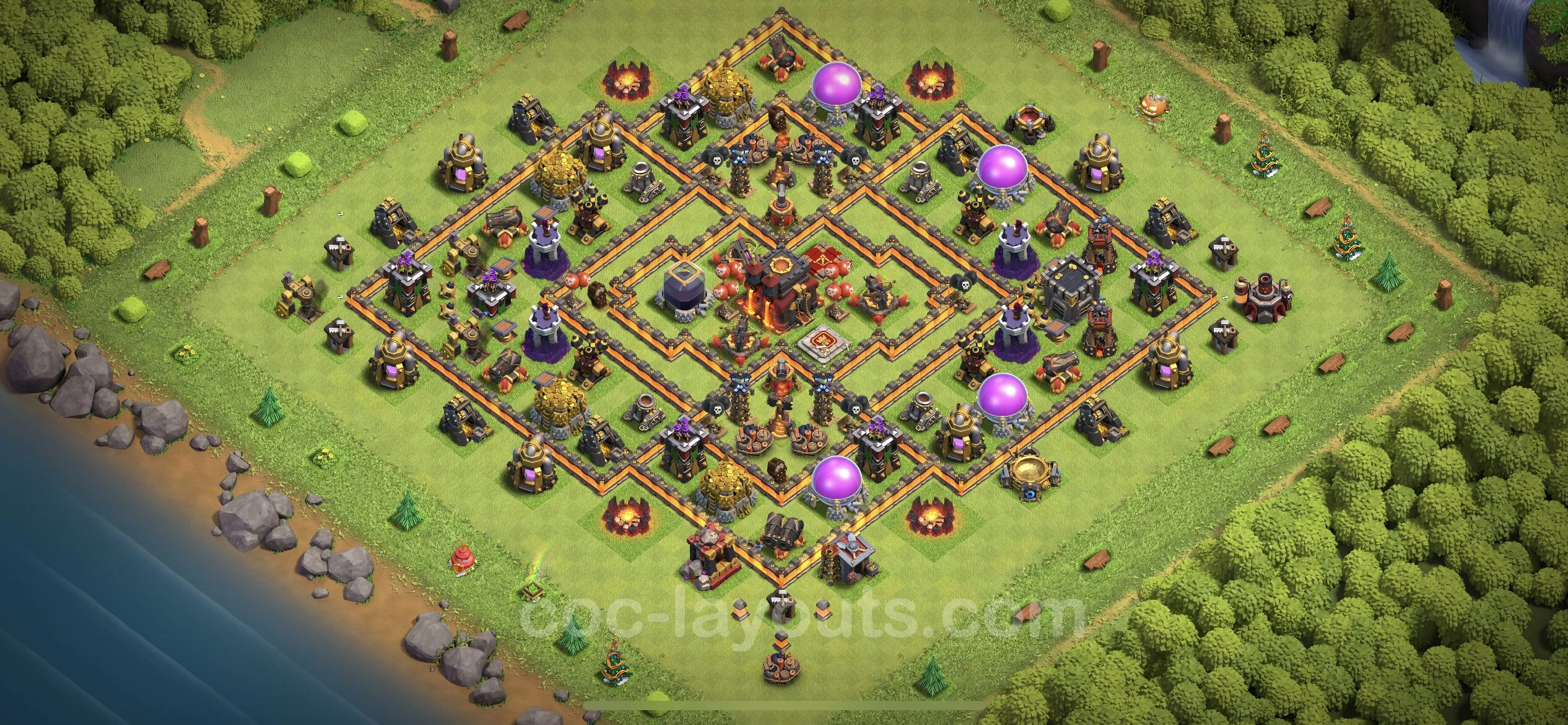 Top Base TH10 with Link, Hybrid - Anti Everything Defence Plan - Clash of Clans - (#184) — Verteidigung TH10
