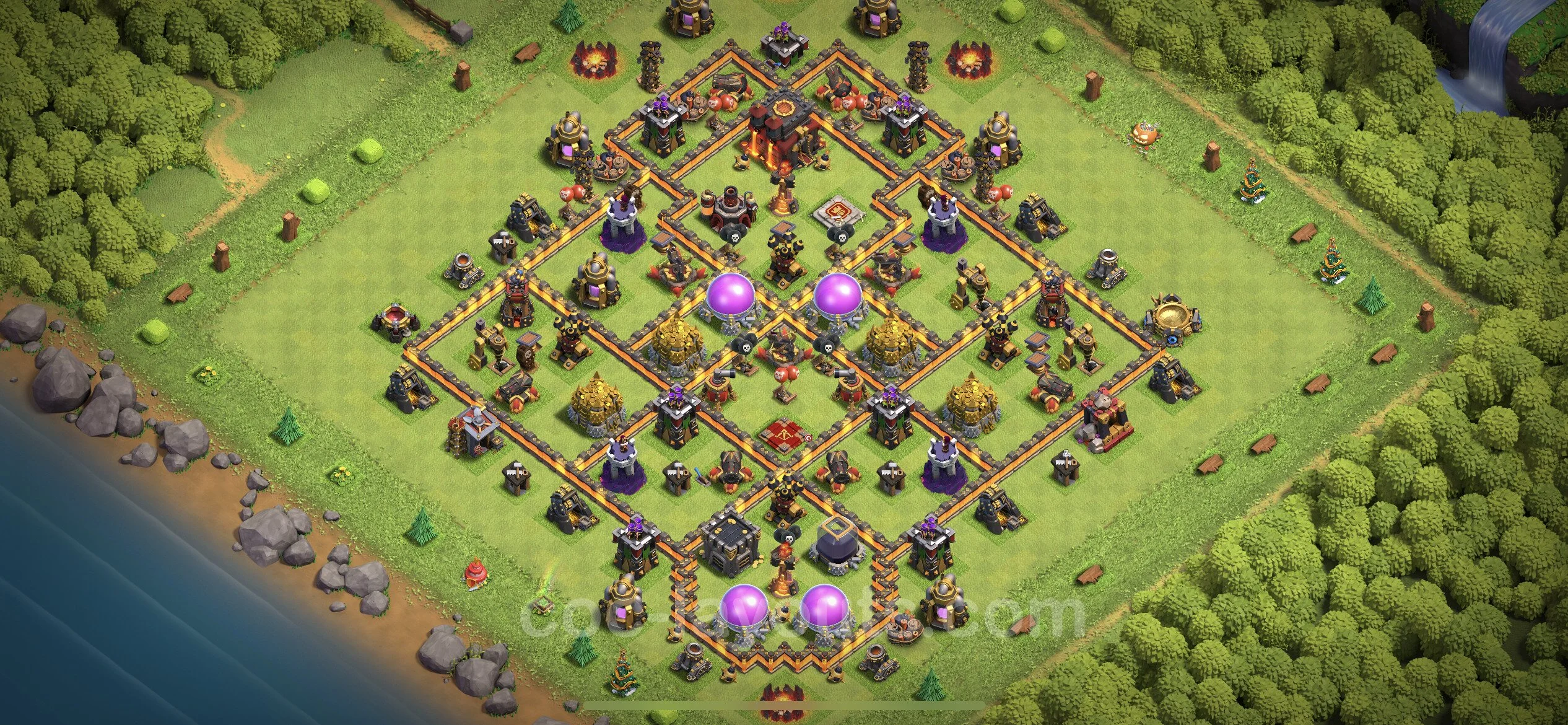 Anti 3 Stars Base TH10 with Link, Hybrid - best plan / layout / design - Clash of Clans - (#187) — Défense TH10