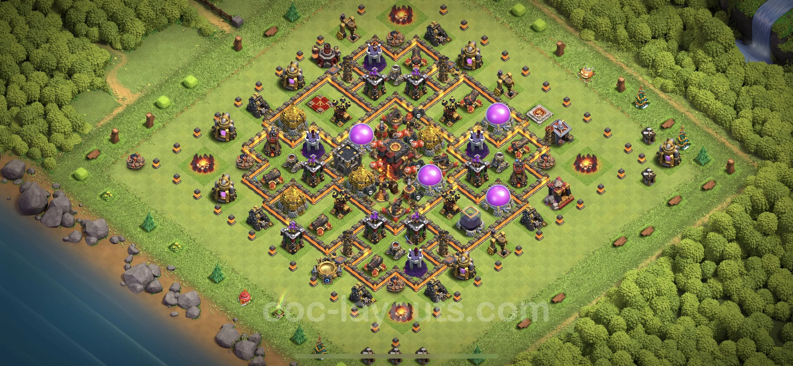 Anti 3 Stars Base TH10 with Link, Hybrid - best plan / layout / design - Clash of Clans - (#188) — Verdediging TH10