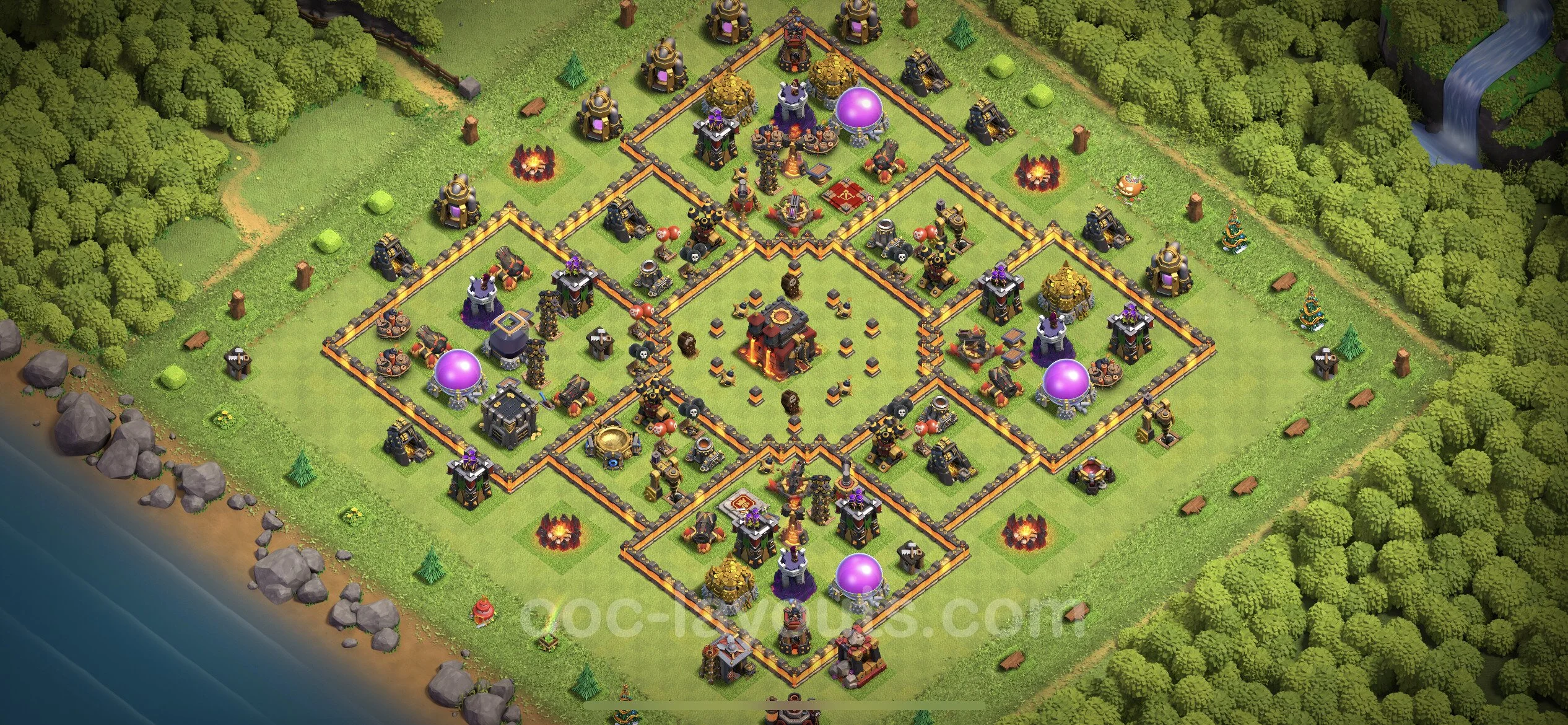 Anti 3 Stars Base TH10 with Link, Hybrid - best plan / layout / design - Clash of Clans - (#189) — Защита TH10