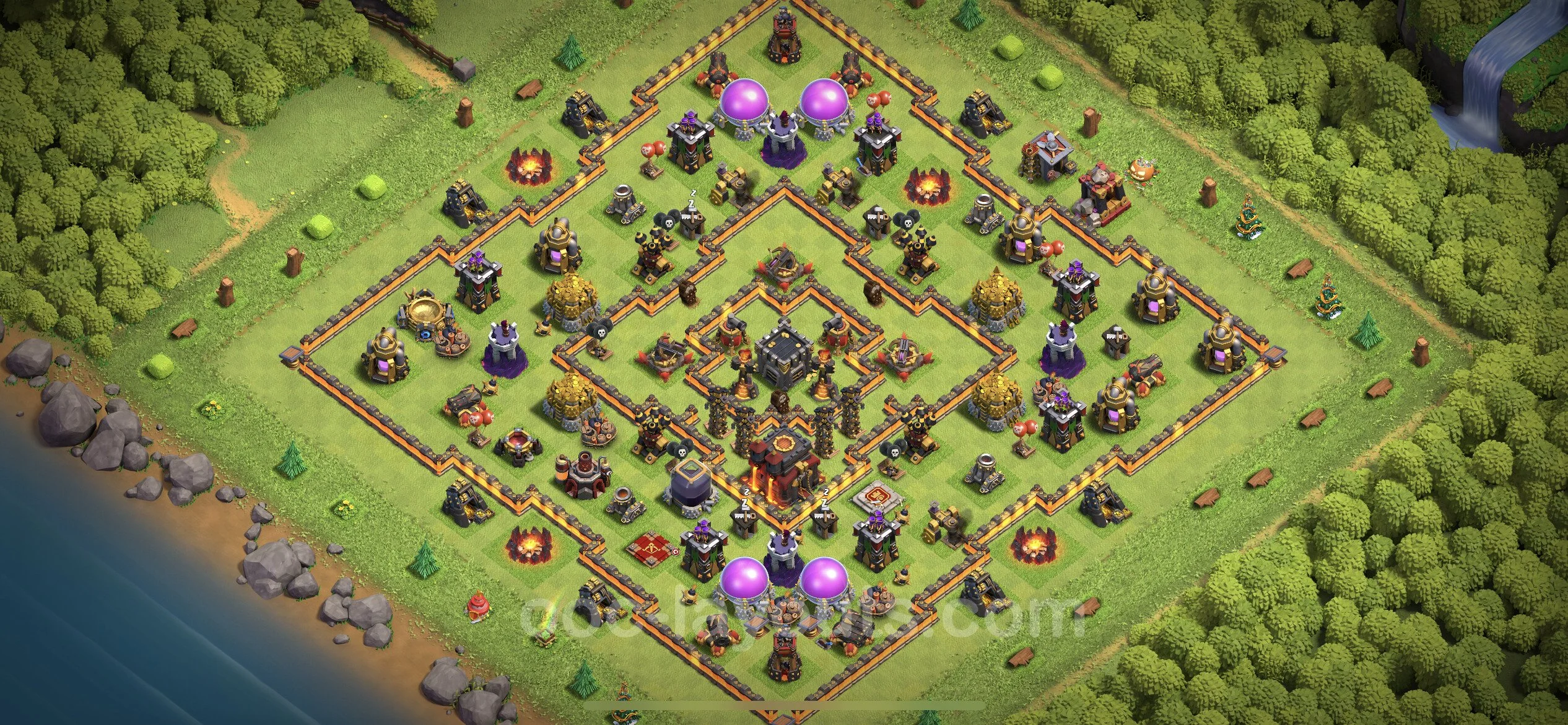 Top Base TH10 with Link, Hybrid - Anti Everything Defence Plan - Clash of Clans - (#191) — Verteidigung TH10