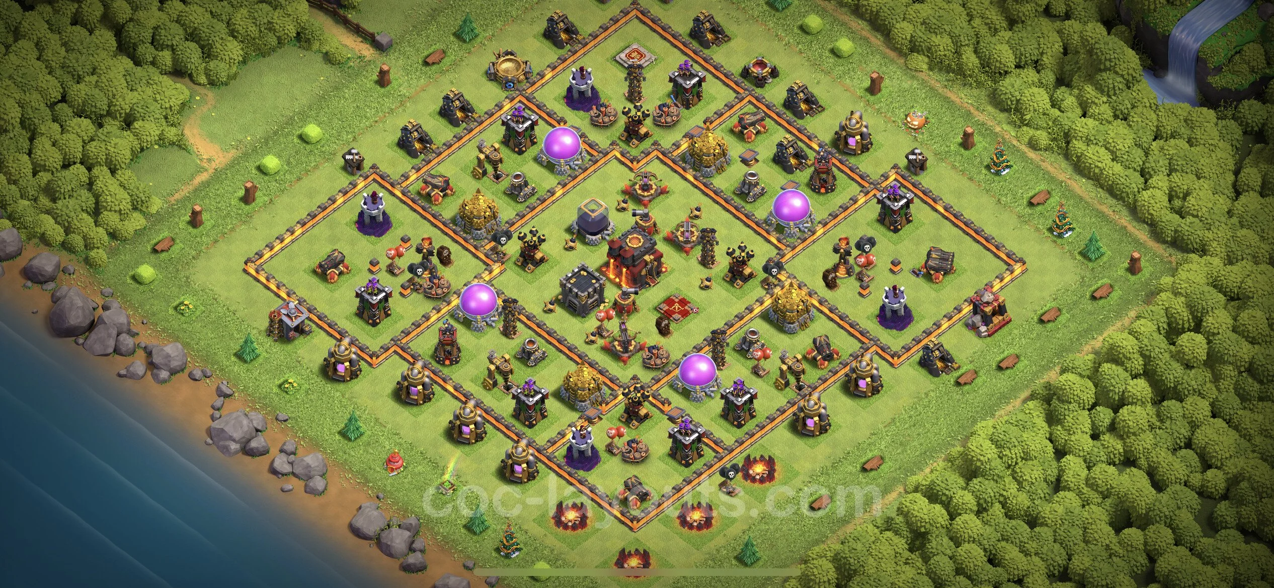 Anti 2 Stars Base TH10 with Link, Hybrid - best plan / layout / design - Clash of Clans - (#192) — Defensa TH10