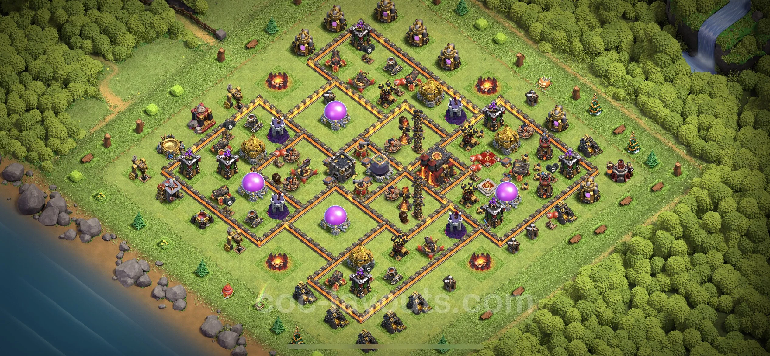Anti 3 Stars Base TH10 with Link, Hybrid - best plan / layout / design - Clash of Clans - (#193) — Verteidigung TH10