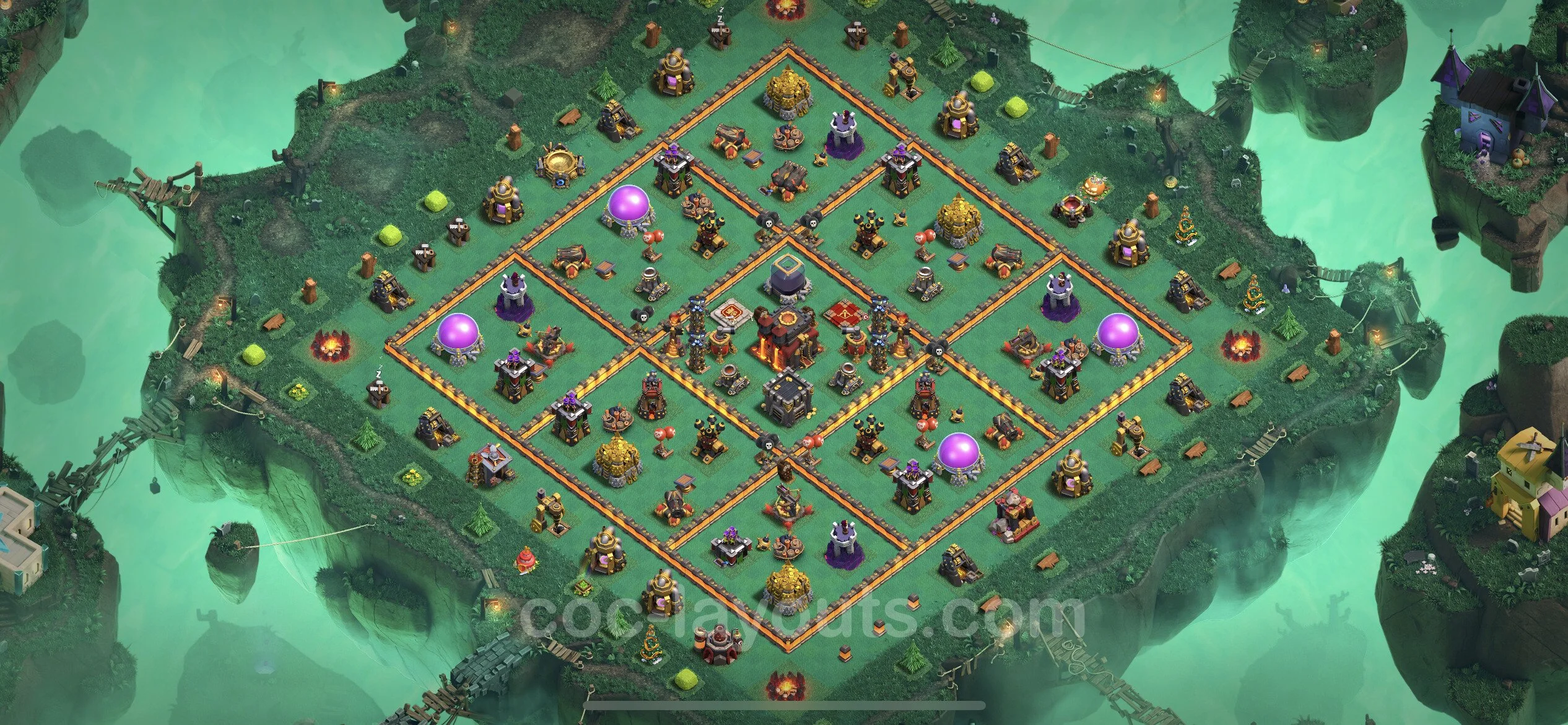Top Base TH10 with Link, Hybrid - Anti Everything Defence Plan - Clash of Clans - (#198) — Verteidigung TH10