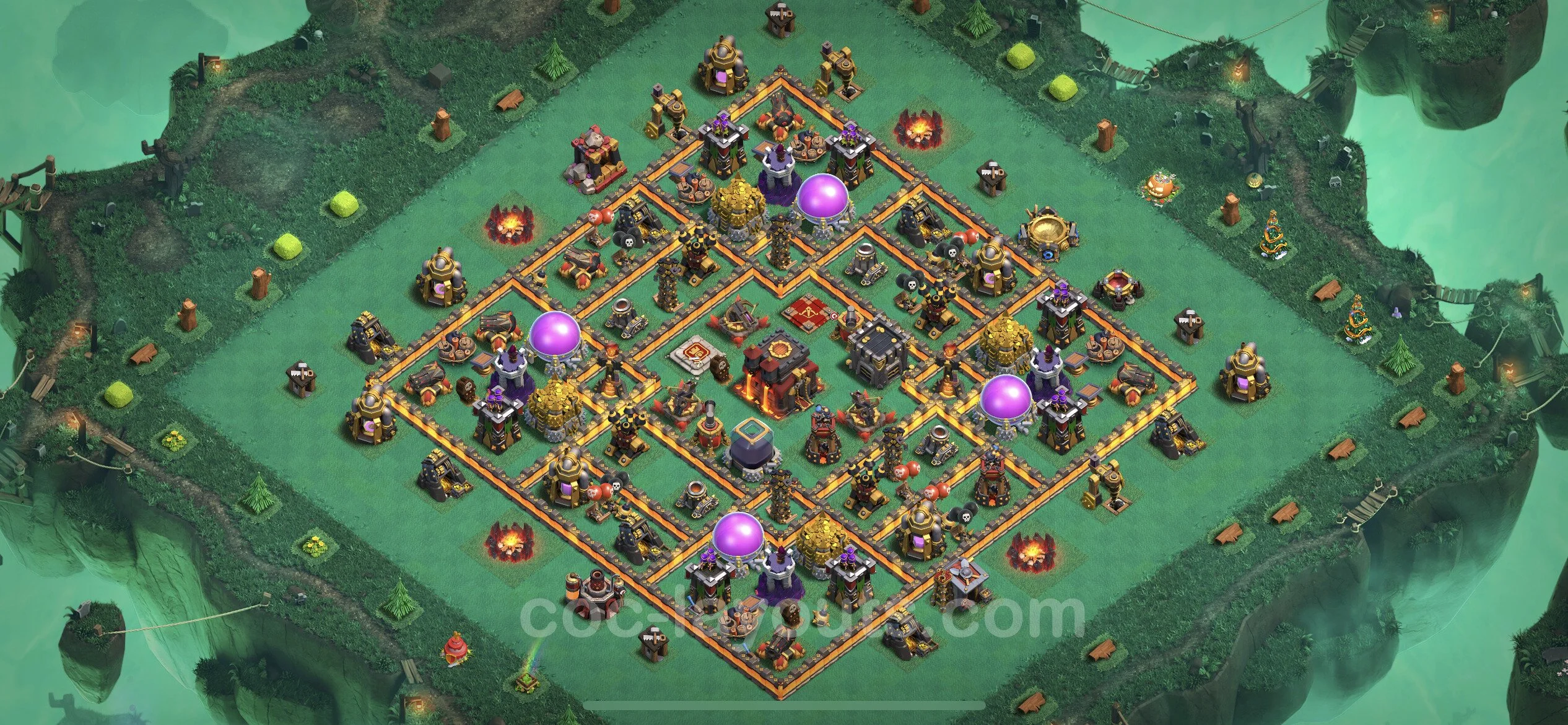 Anti 2 Stars Base TH10 with Link, Hybrid - best plan / layout / design - Clash of Clans - (#200) — Verteidigung TH10
