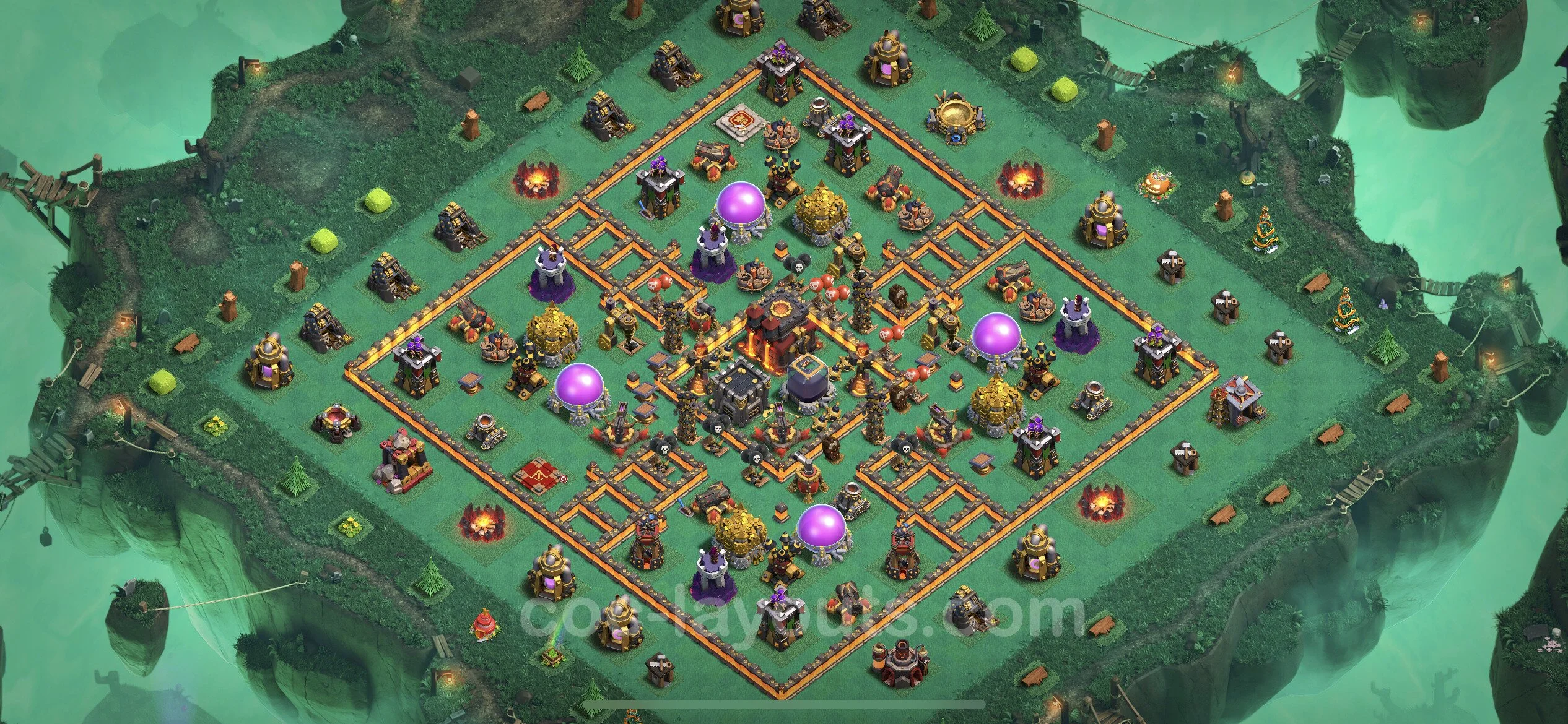 Top Base TH10 with Link, Hybrid - Anti Everything Defence Plan - Clash of Clans - (#201) — Verdediging TH10
