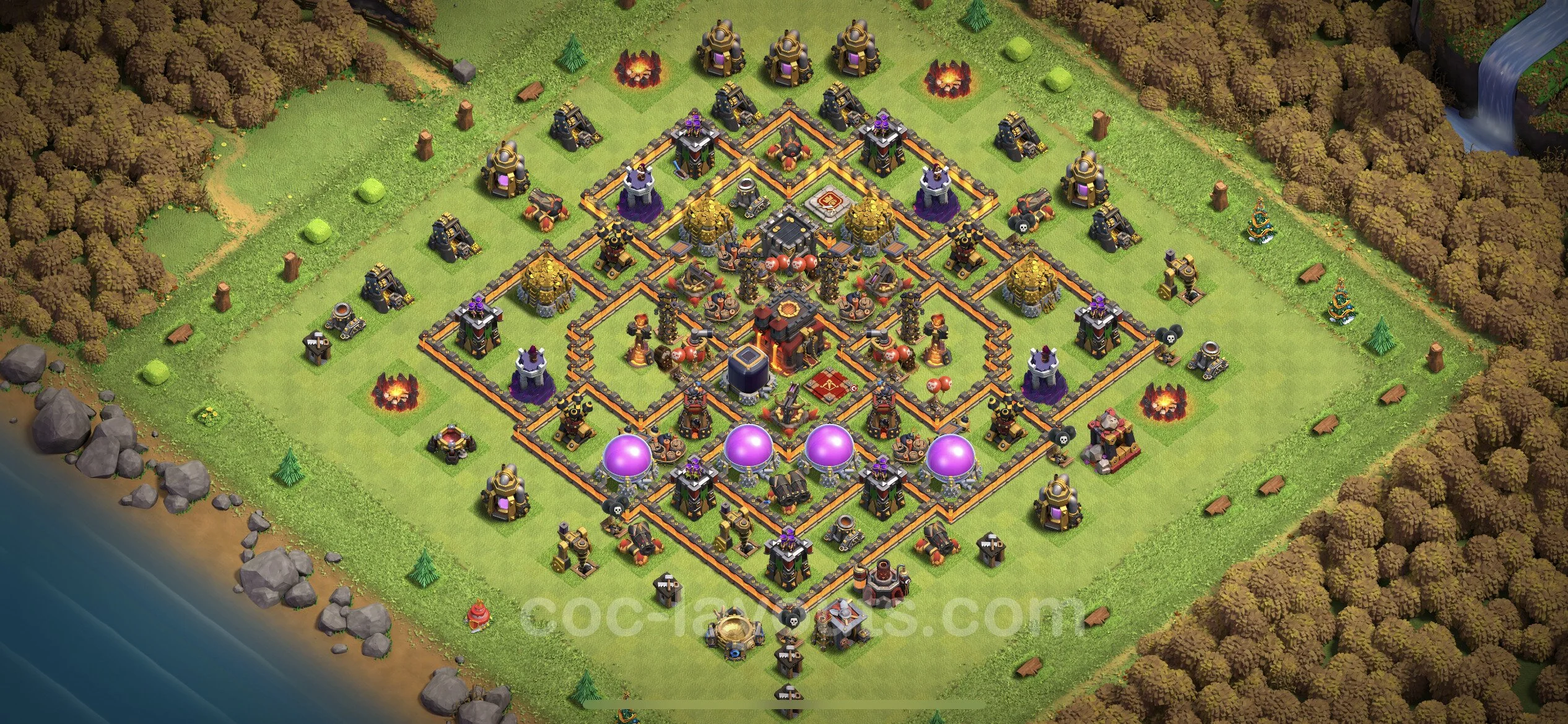 Anti 3 Stars Base TH10 with Link, Hybrid - best plan / layout / design - Clash of Clans - (#203) — Verteidigung TH10