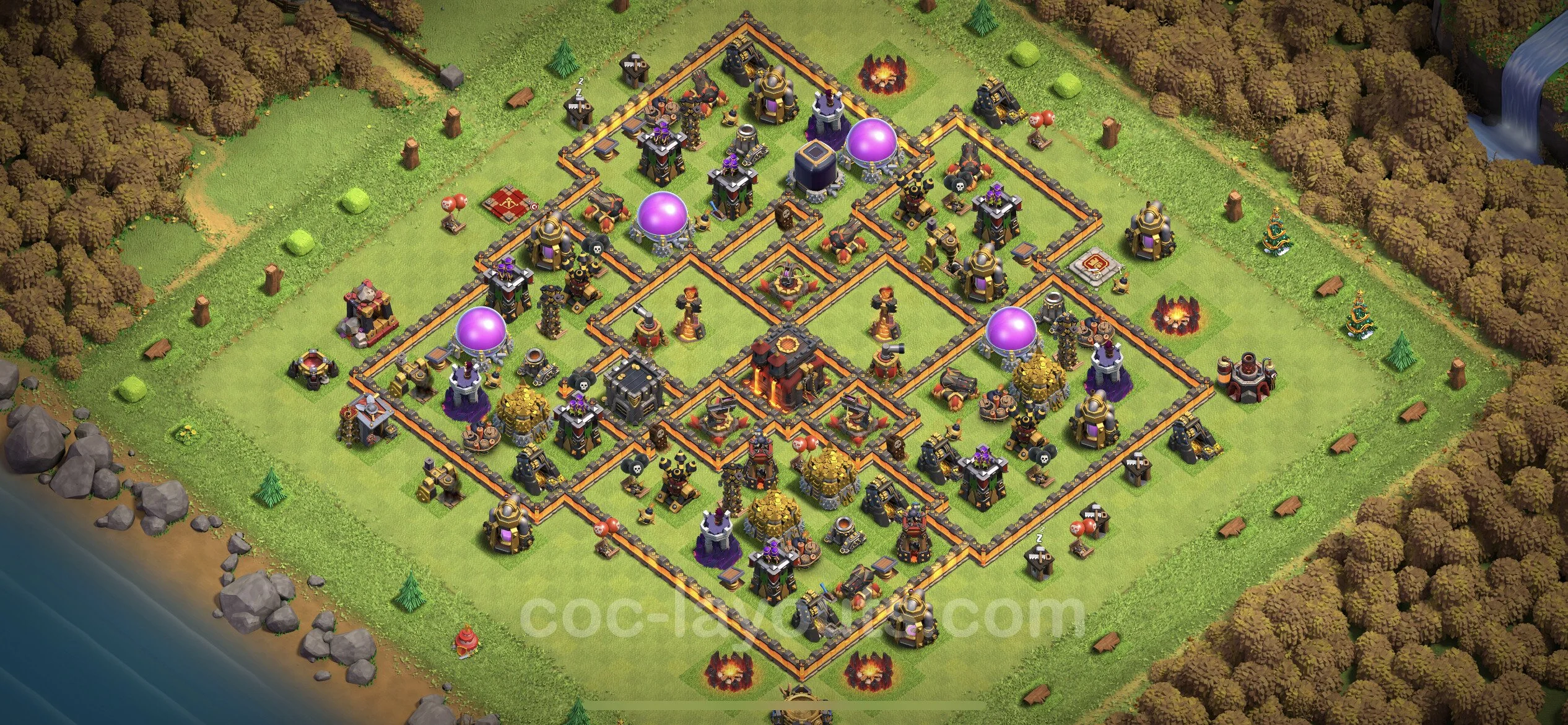 Anti 3 Stars Base TH10 with Link, Anti Air / Dragon - best plan / layout / design - Clash of Clans - (#204) — Savunma TH10