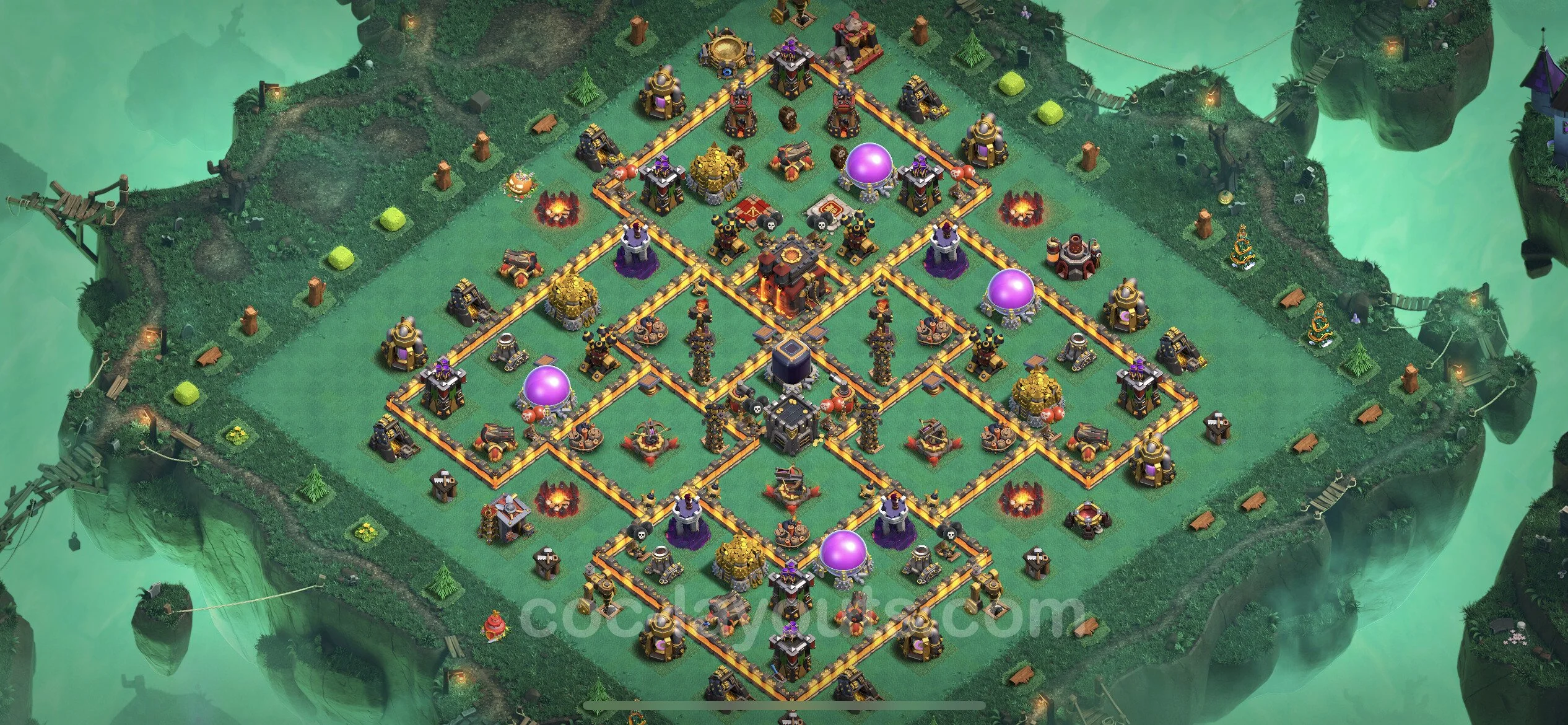 Anti 3 Stars Base TH10 with Link, Hybrid - best plan / layout / design - Clash of Clans - (#206) — Defense TH10