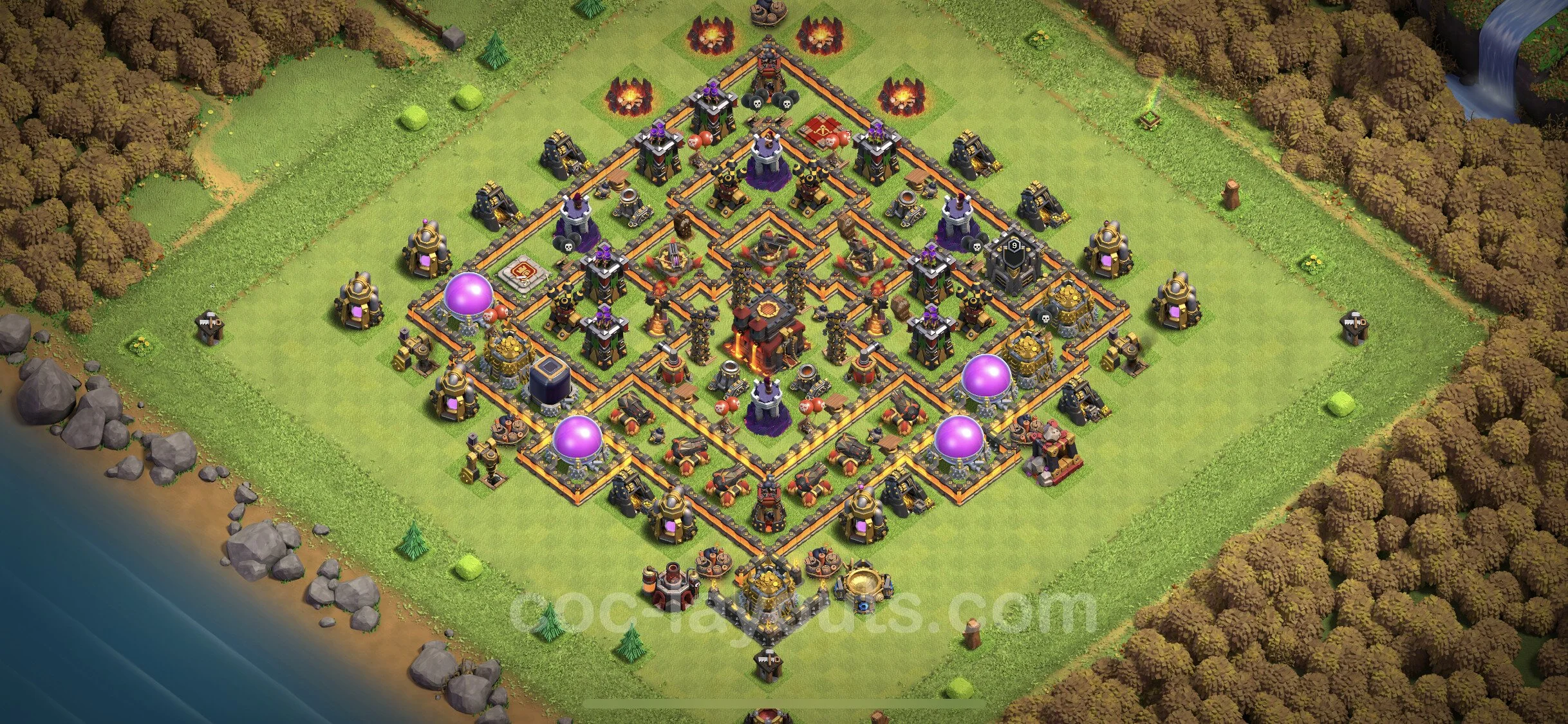 Anti 3 Stars Base TH10 with Link, Hybrid - best plan / layout / design - Clash of Clans - (#207) — Défense TH10