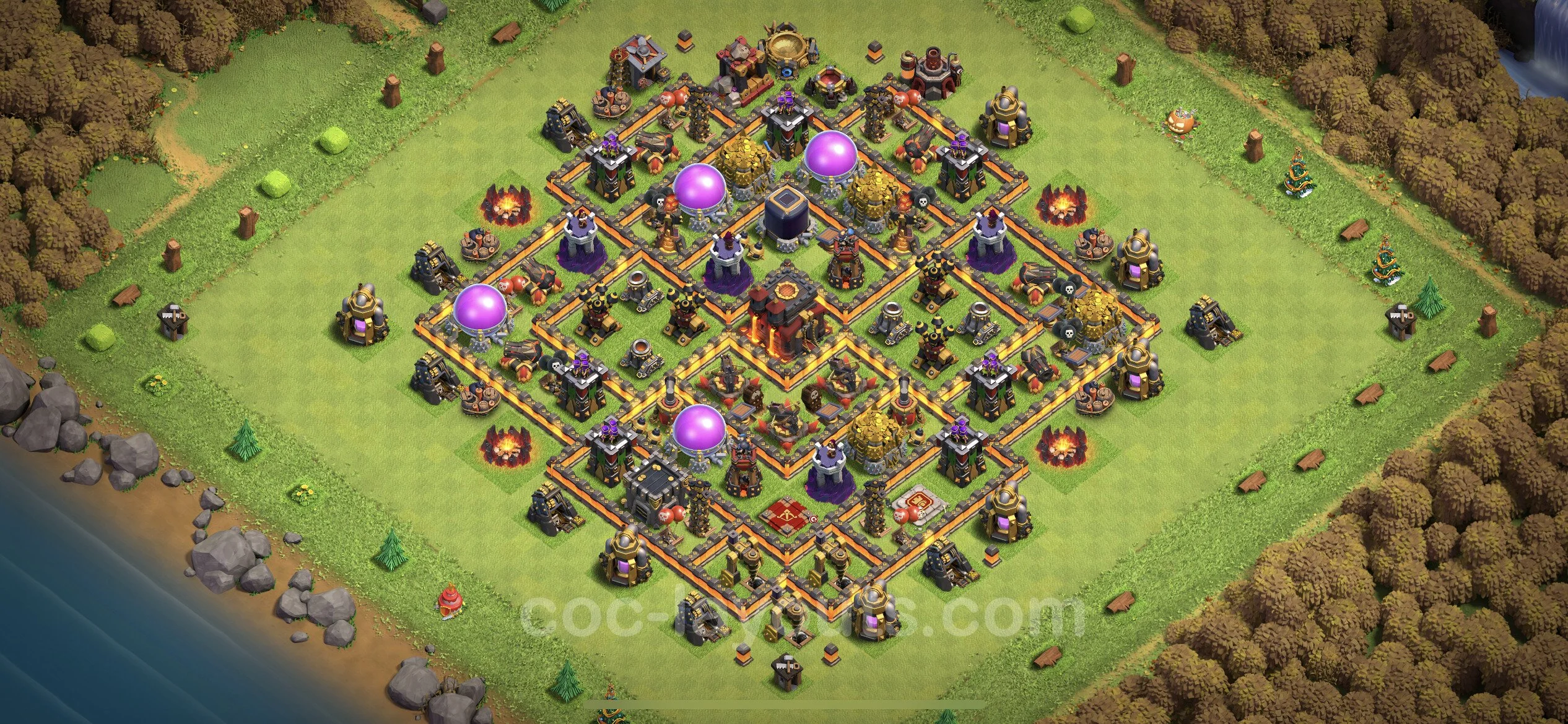 Anti 3 Stars Base TH10 with Link, Hybrid - best plan / layout / design - Clash of Clans - (#210) — Défense TH10