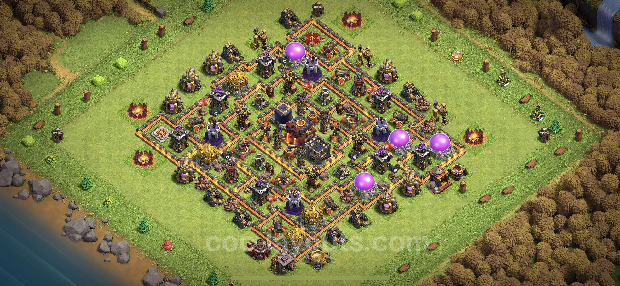 Base TH10 with Link, Anti 3 Stars Max Levels - defence plan / layout / design - Clash of Clans - (#211) — Obrona TH10