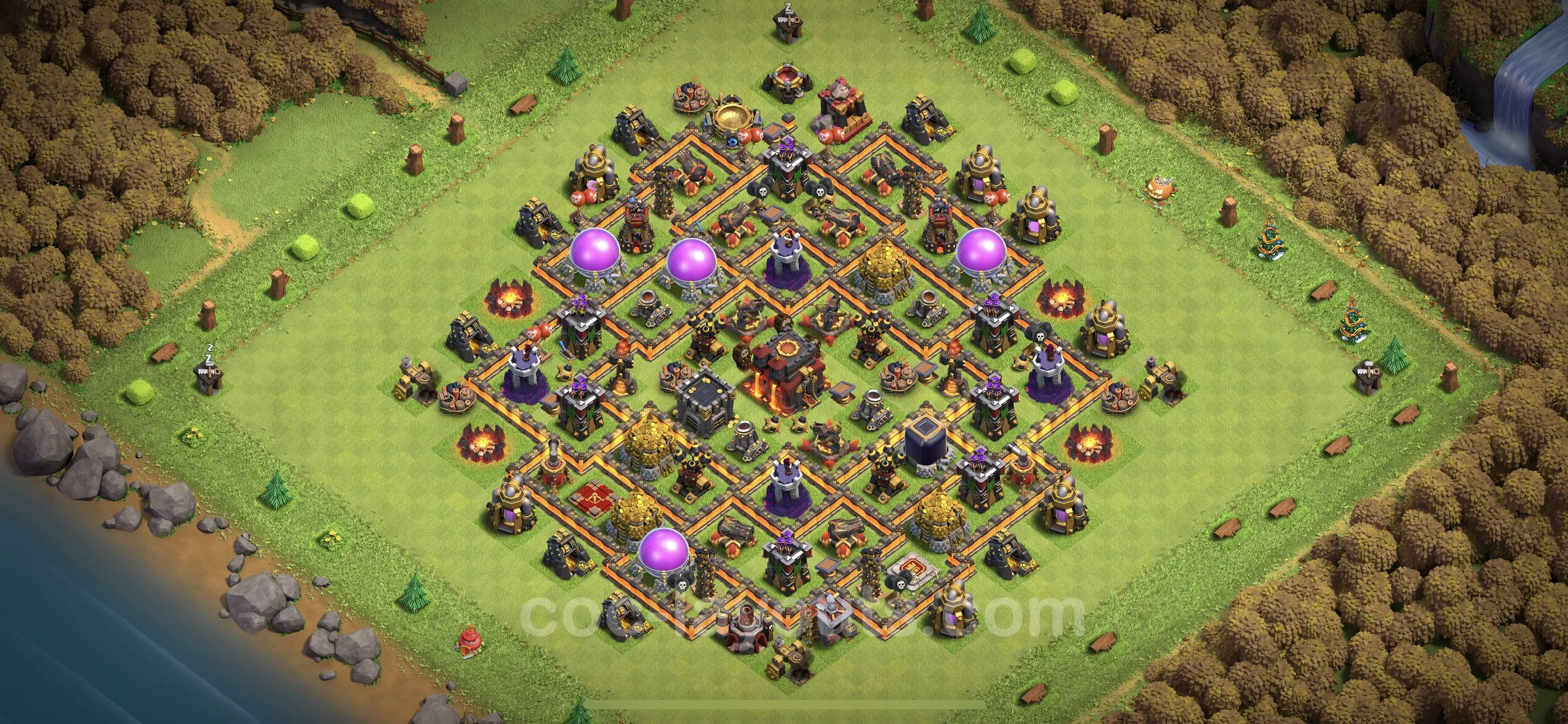 Anti 3 Stars Base TH10 with Link, Hybrid - best plan / layout / design - Clash of Clans - (#212) — Obrona TH10