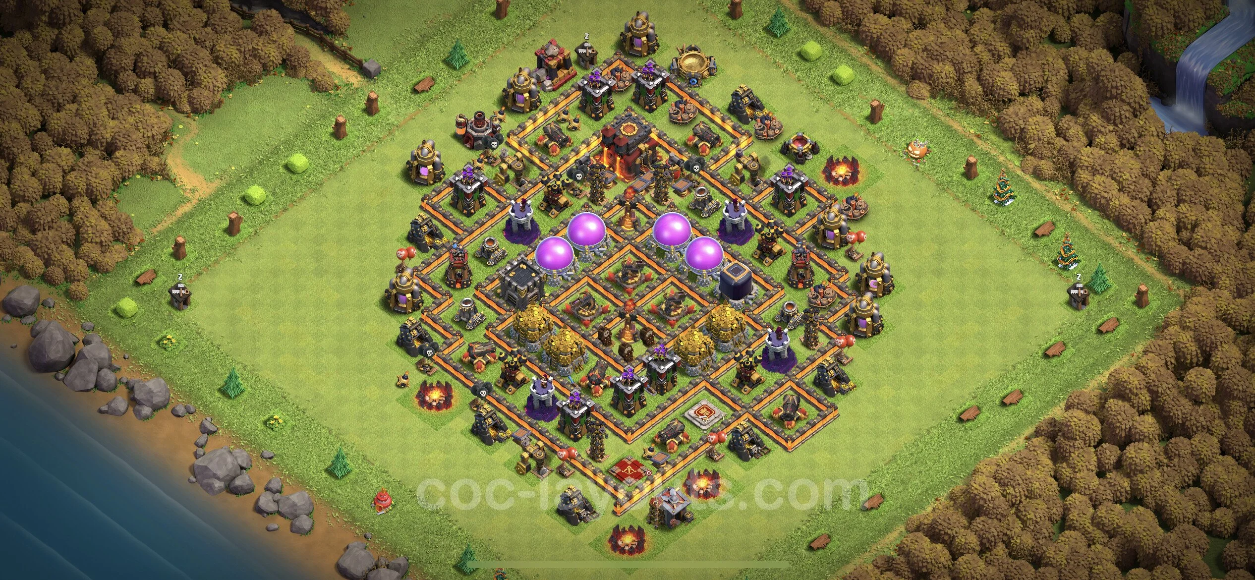 Anti 3 Stars Base TH10 with Link, Anti Everything - best plan / layout / design - Clash of Clans - (#213) — Défense TH10