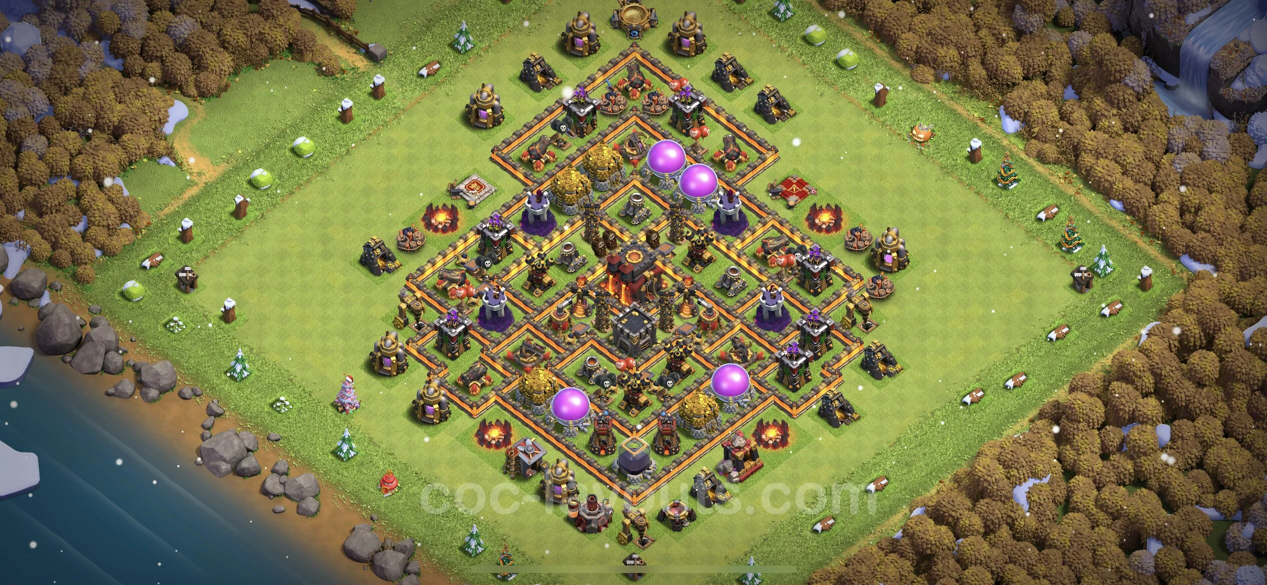Anti 3 Stars Base TH10 with Link, Hybrid - best plan / layout / design - Clash of Clans - (#215) — Verdediging TH10