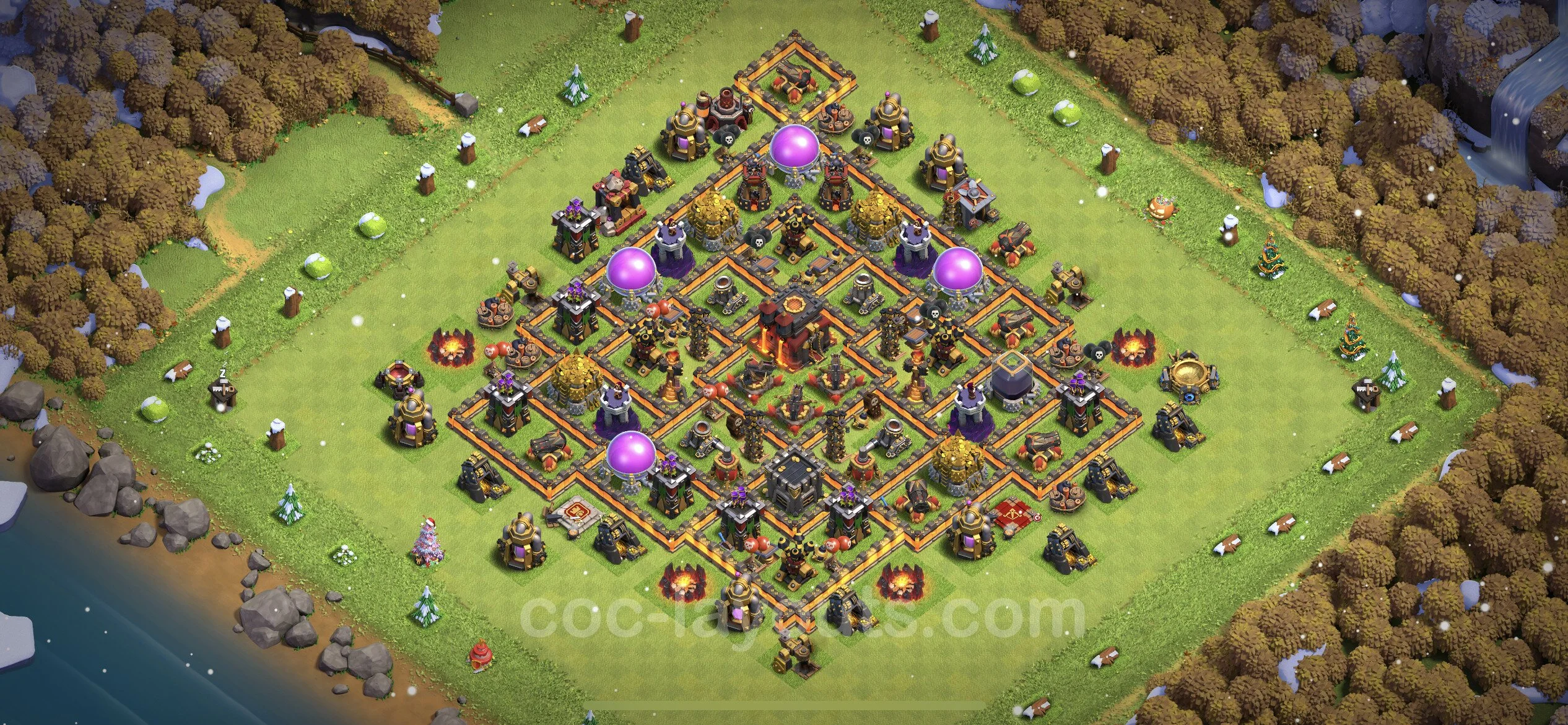 Defense (Trophy) Base TH10 with Link, Anti 3 Stars, Hybrid - plan / layout / design - Clash of Clans - (#216) — Obrona TH10