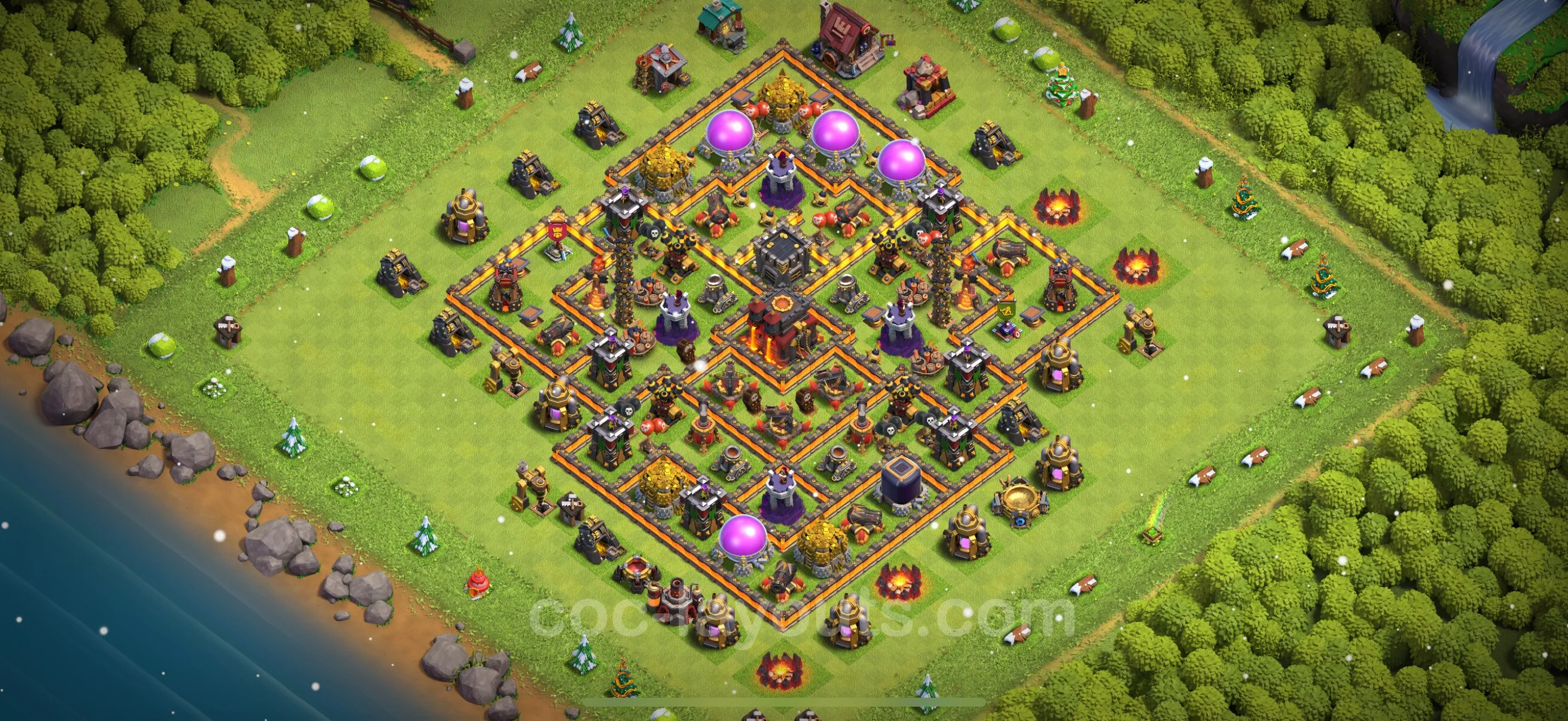 Defense (Trophy) Base TH10 with Link, Legend League - plan / layout / design - Clash of Clans - (#219) — Defense TH10