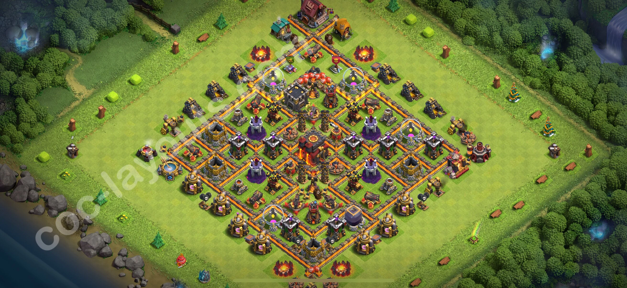 Anti 3 Stars Base TH10 with Link, Anti Air / Dragon - best plan / layout / design - Clash of Clans 2026 - (#220) — Verdediging TH10