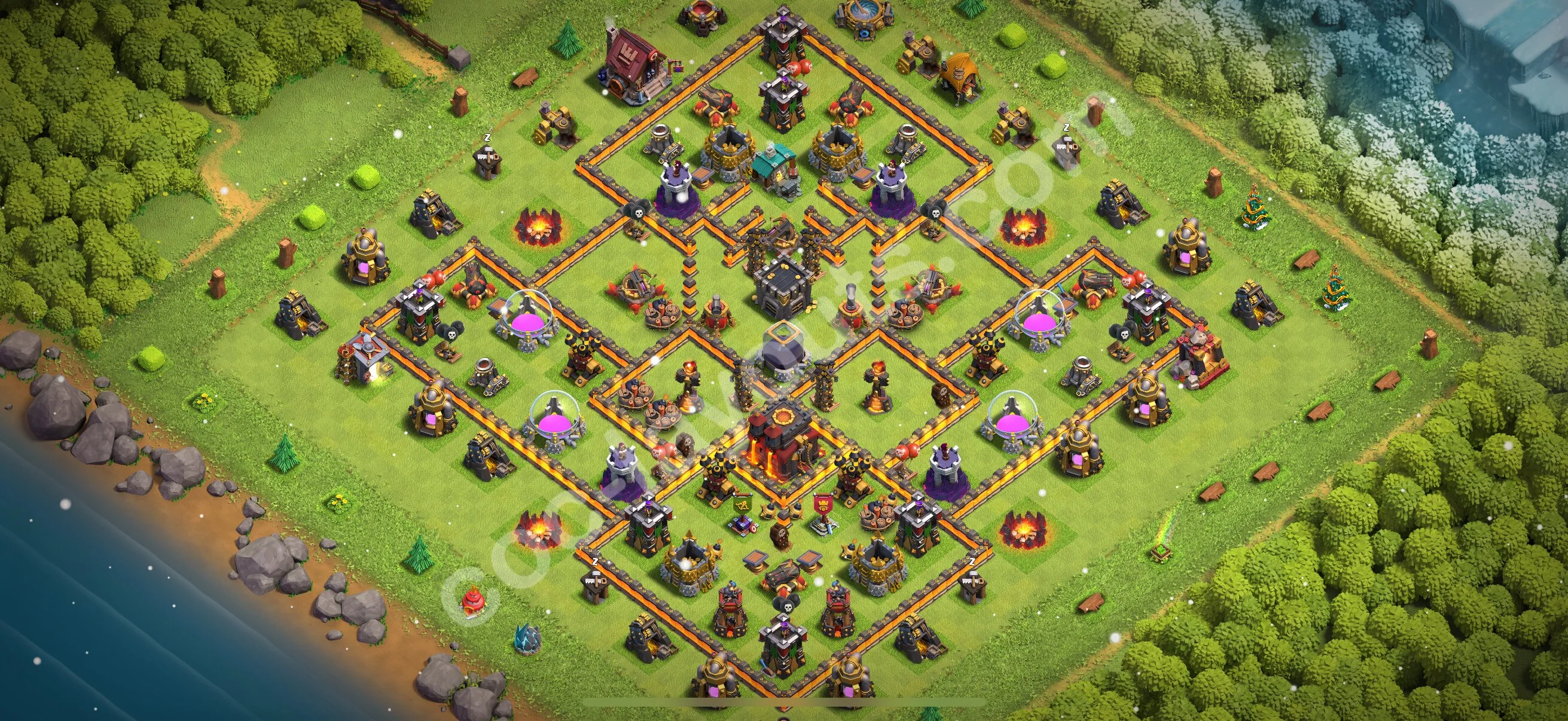 Defense (Trophy) Base TH10 with Link, Legend League, Hybrid - plan / layout / design - Clash of Clans 2026 - (#226) — Защита TH10