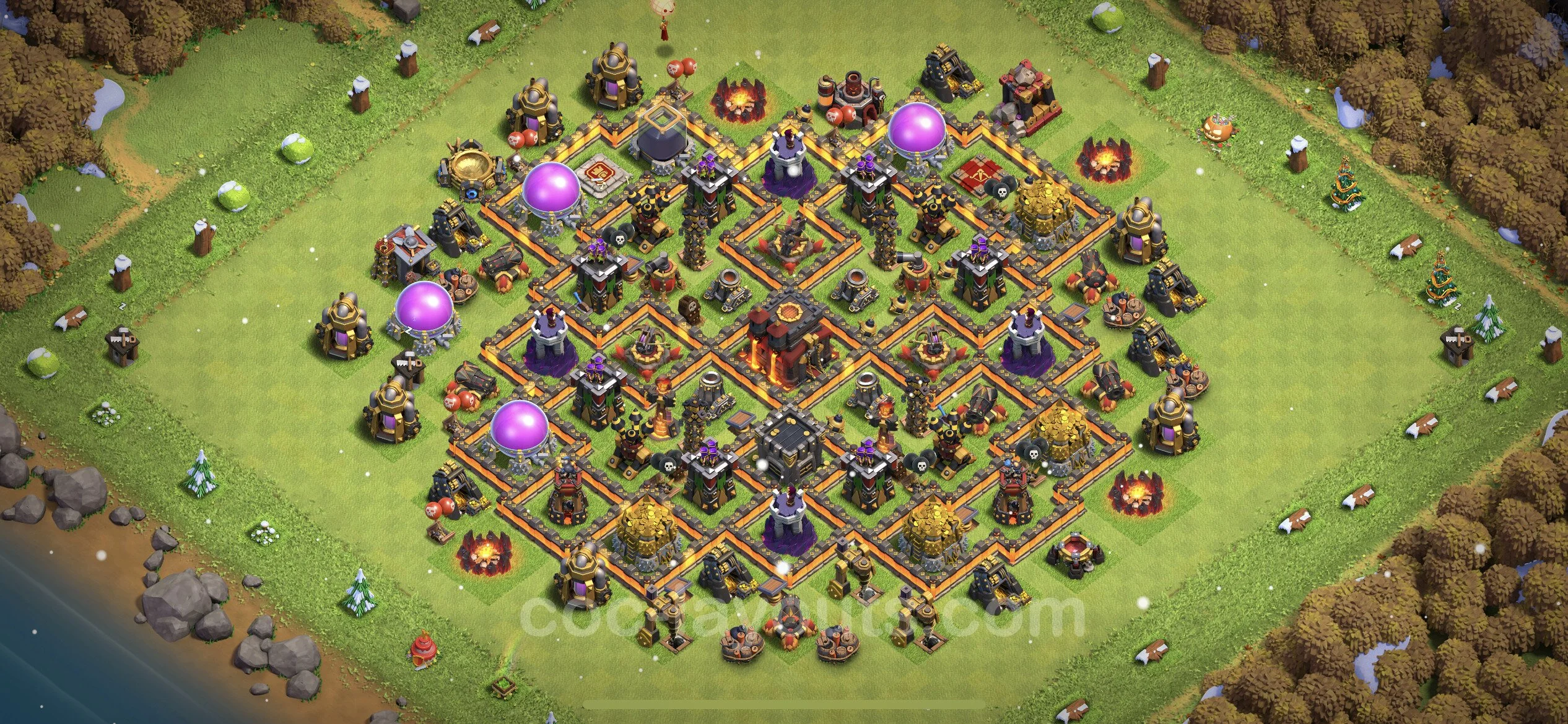 Anti 3 Stars Base TH10 with Link, Hybrid - best plan / layout / design - Clash of Clans - (#227) — Verteidigung TH10
