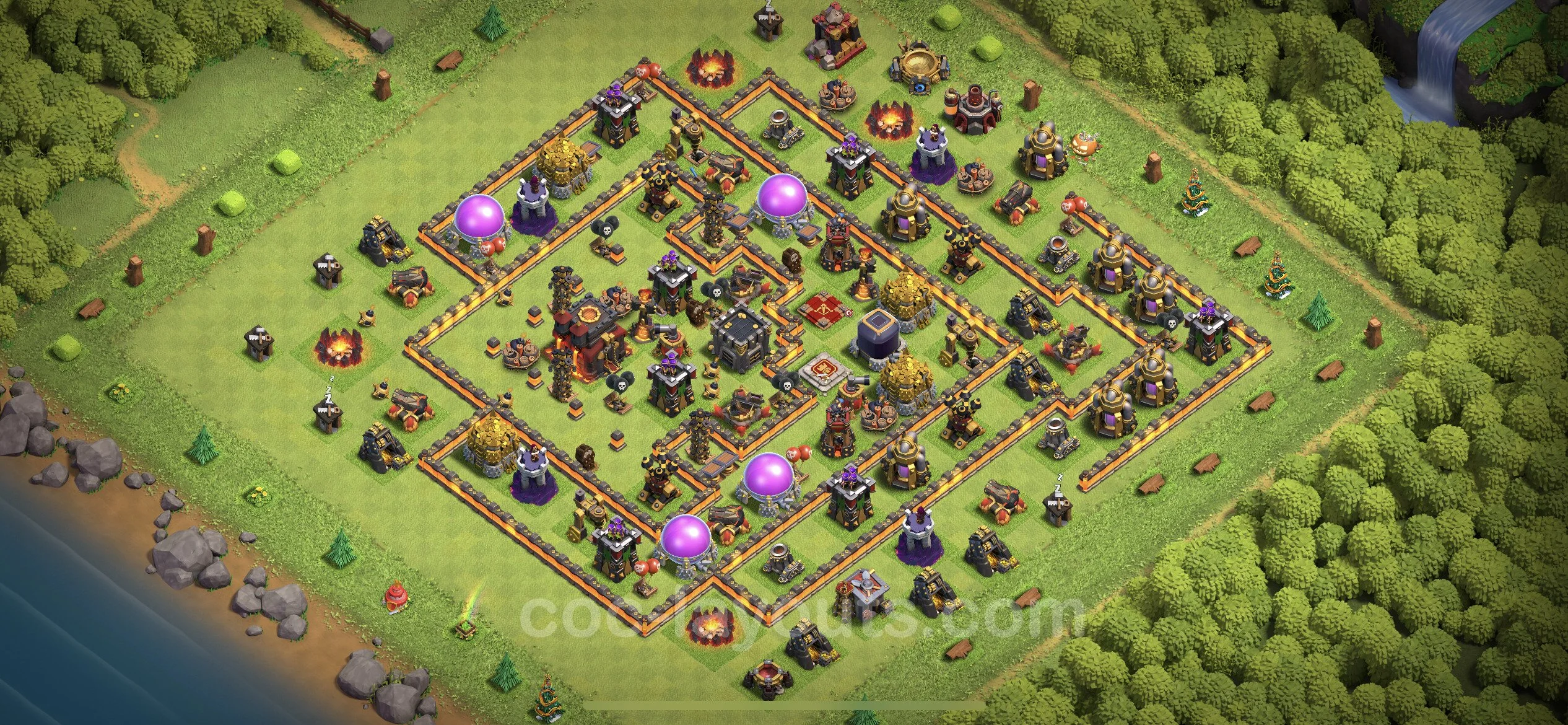 Top Base TH10 with Link - Anti GoWiWi / GoWiPe Defence Plan - Clash of Clans - (#230) — Défense TH10