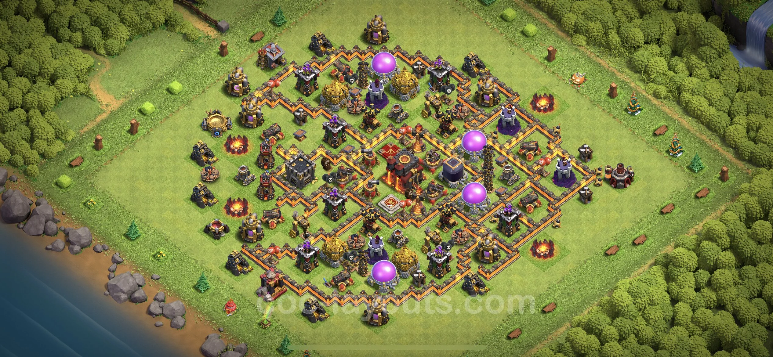 Base TH10 with Link, Anti Everything Max Levels - defence plan / layout / design - Clash of Clans - (#232) — Défense TH10