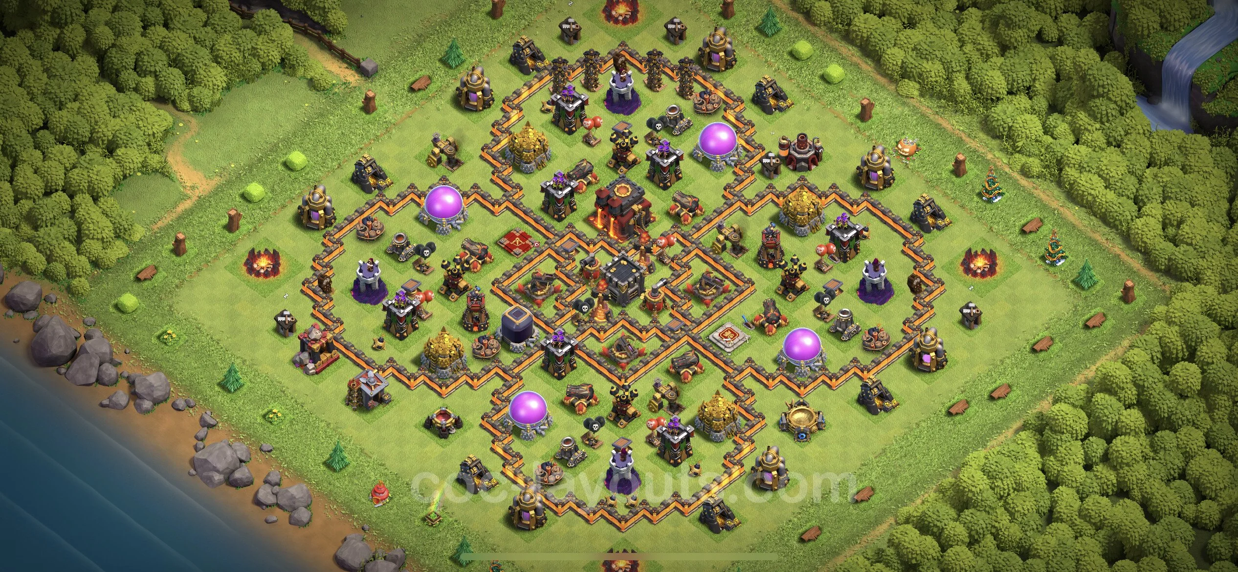 Anti 2 Stars Base TH10 with Link, Hybrid - best plan / layout / design - Clash of Clans - (#234) — Obrona TH10