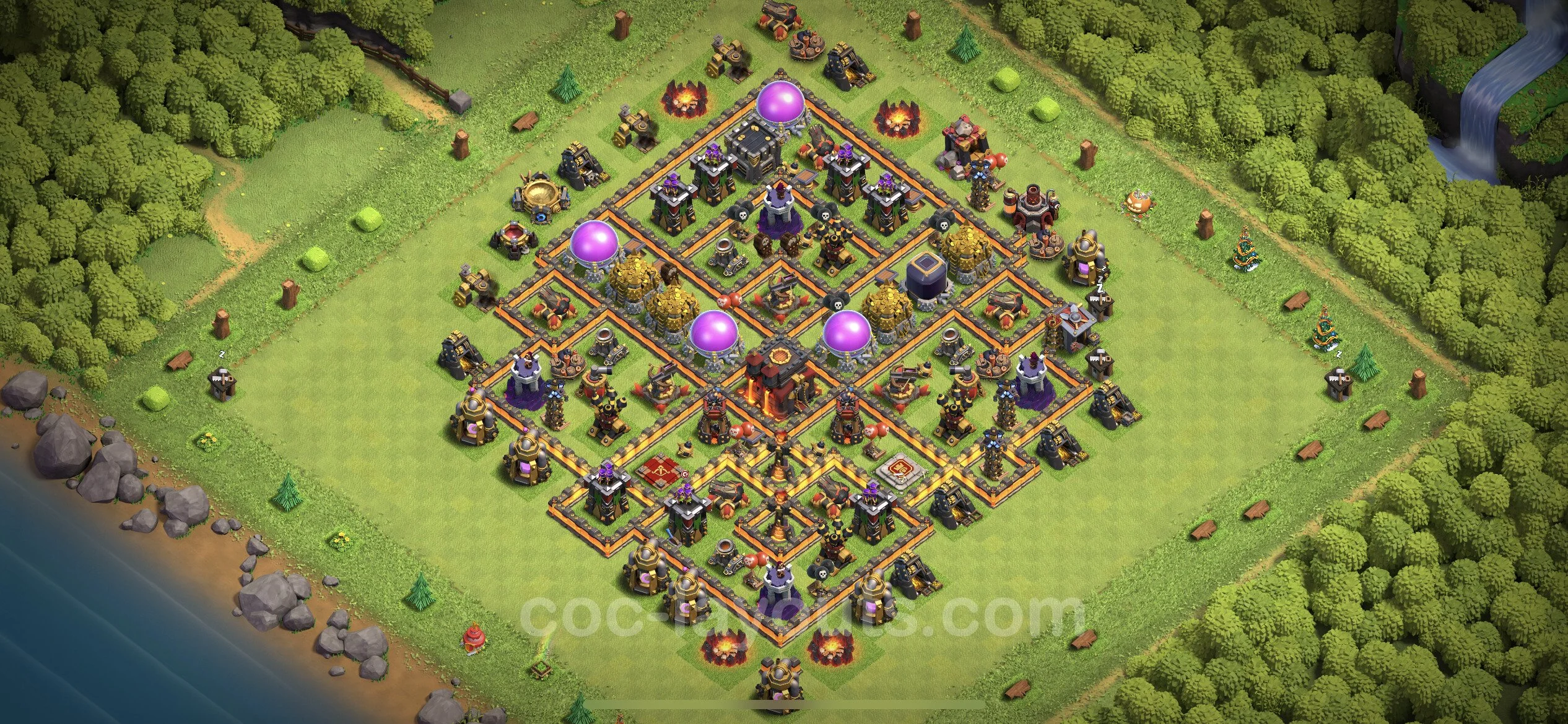 Anti 2 Stars Base TH10 with Link, Hybrid - best plan / layout / design - Clash of Clans - (#236) — Difesa TH10