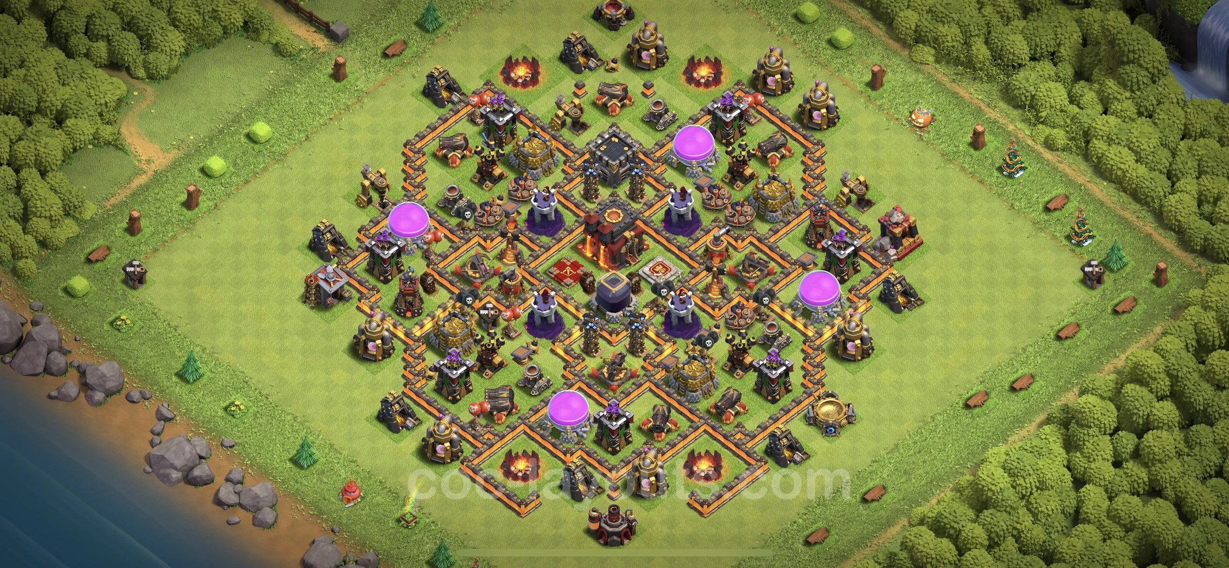 Anti 2 Stars Base TH10 with Link, Anti Air / Dragon - best plan / layout / design - Clash of Clans - (#239) — Verdediging TH10