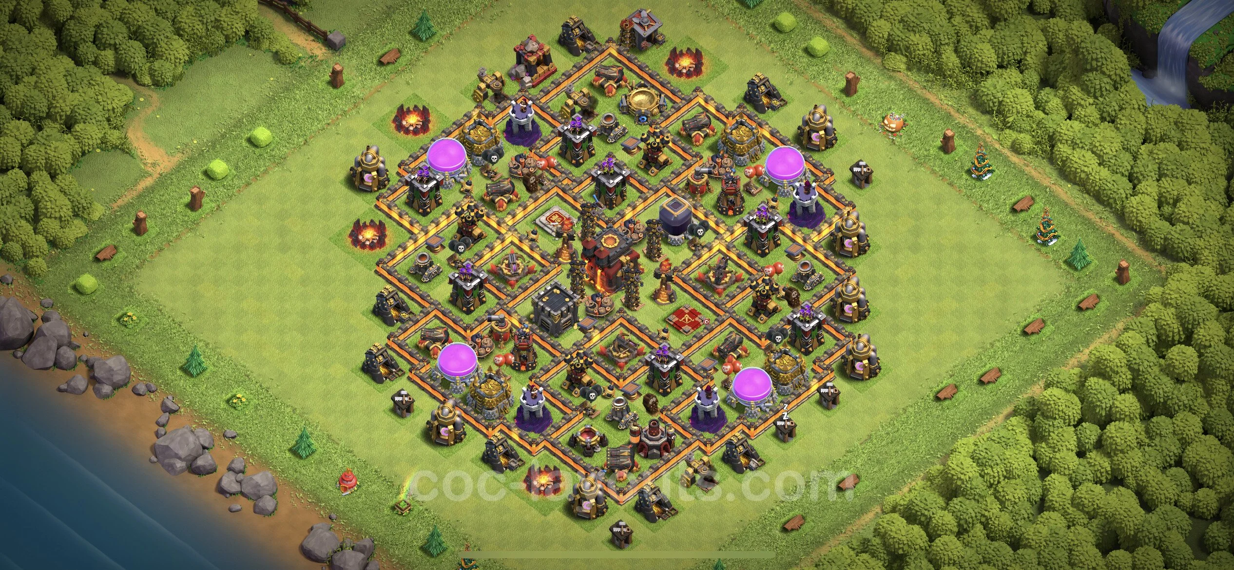 Anti 2 Stars Base TH10 with Link, Hybrid - best plan / layout / design - Clash of Clans - (#240) — Захист TH10
