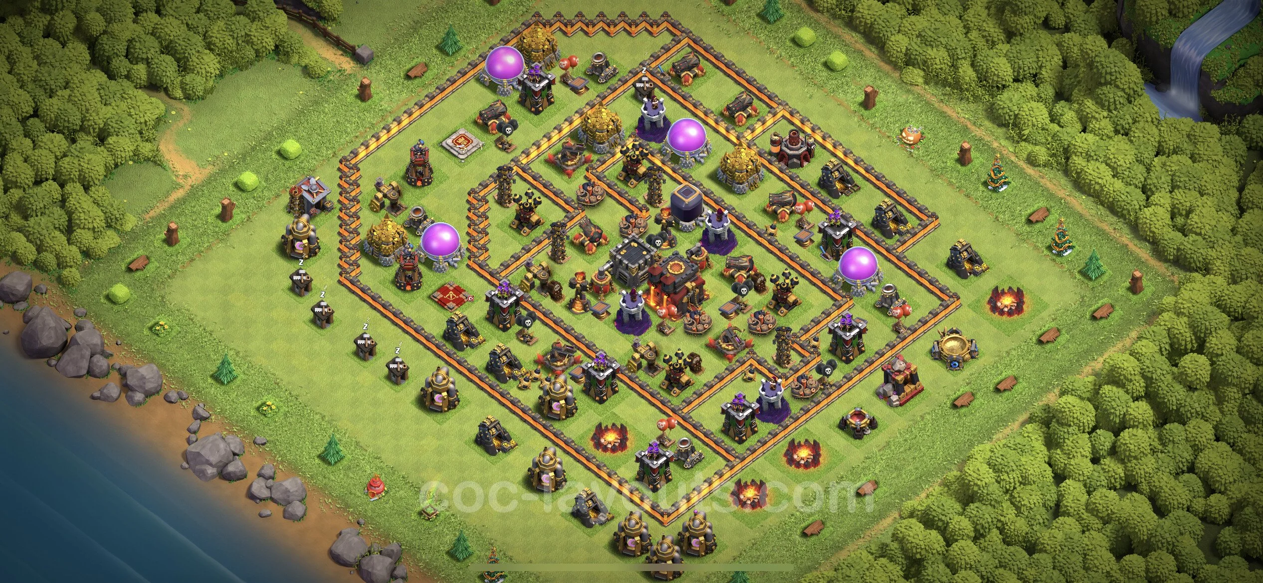 Defense (Trophy) Base TH10 with Link, Hybrid - plan / layout / design - Clash of Clans - (#242) — Obrona TH10
