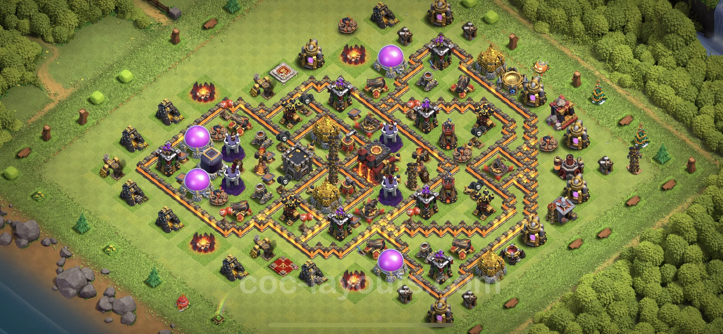 Top Base TH10 with Link - Anti Everything Defence Plan - Clash of Clans - (#244) — Obrona TH10