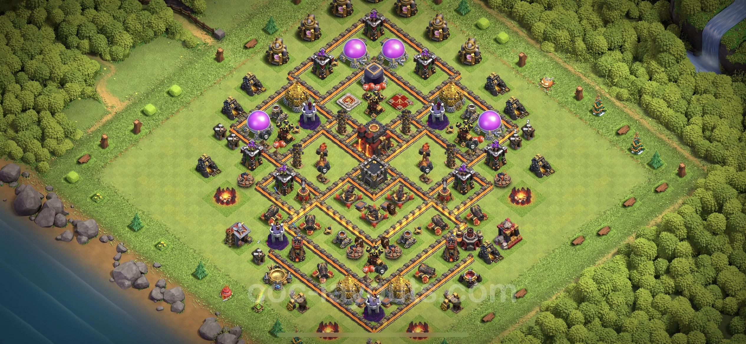 Anti 3 Stars Base TH10 with Link, Hybrid - best plan / layout / design - Clash of Clans - (#247) — Verdediging TH10