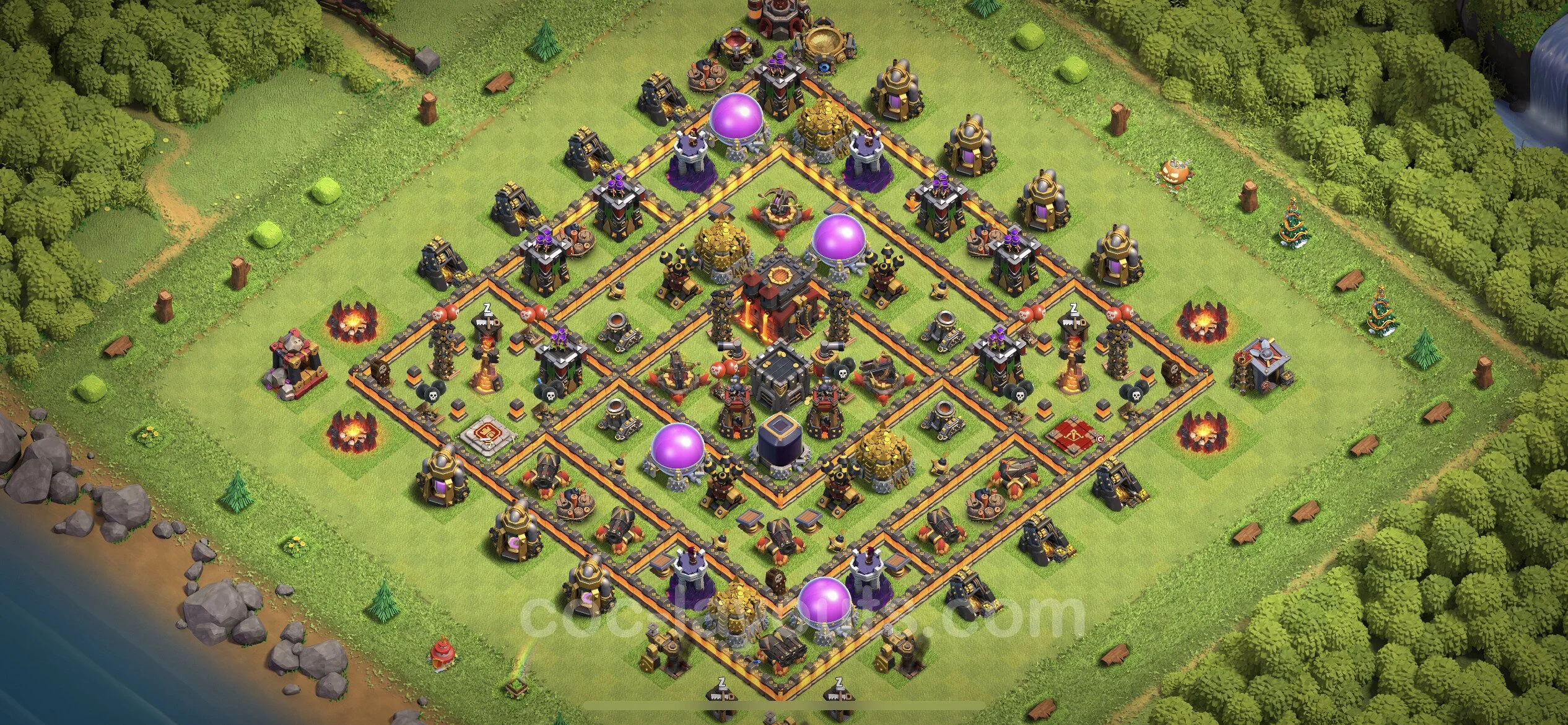 Anti 2 Stars Base TH10 with Link, Hybrid - best plan / layout / design - Clash of Clans - (#250) — Verteidigung TH10