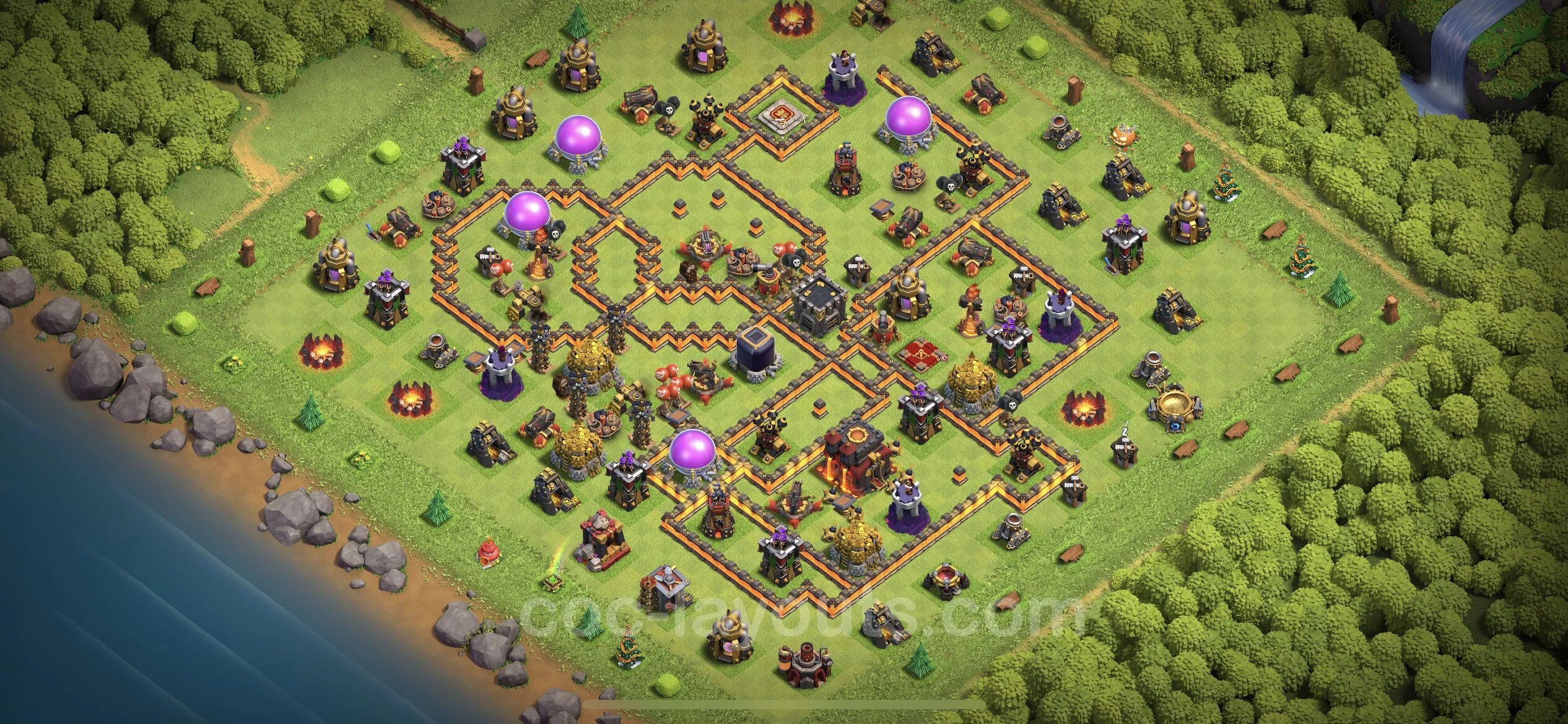 Top Base TH10 with Link, Hybrid - Anti Everything Defence Plan - Clash of Clans - (#251) — Verdediging TH10