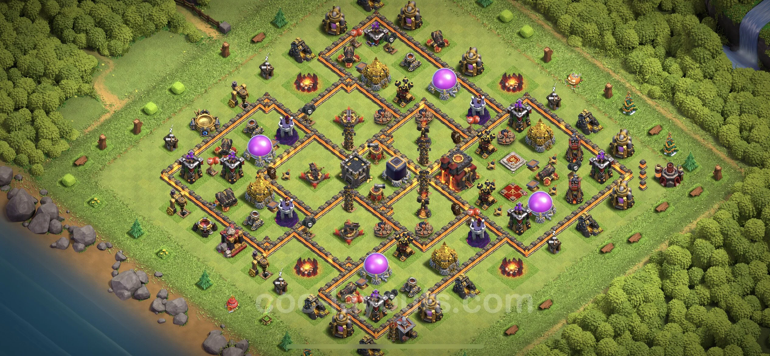 Base TH10 with Link, Anti Everything Max Levels - defence plan / layout / design - Clash of Clans - (#252) — Verdediging TH10