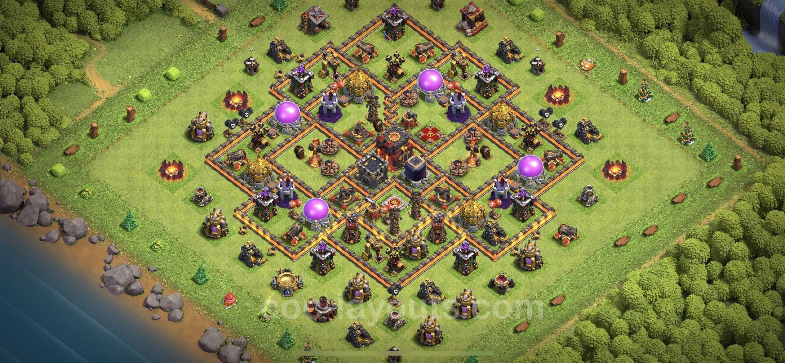 Anti 2 Stars Base TH10 with Link, Anti Air / Dragon - best plan / layout / design - Clash of Clans - (#253) — Verteidigung TH10