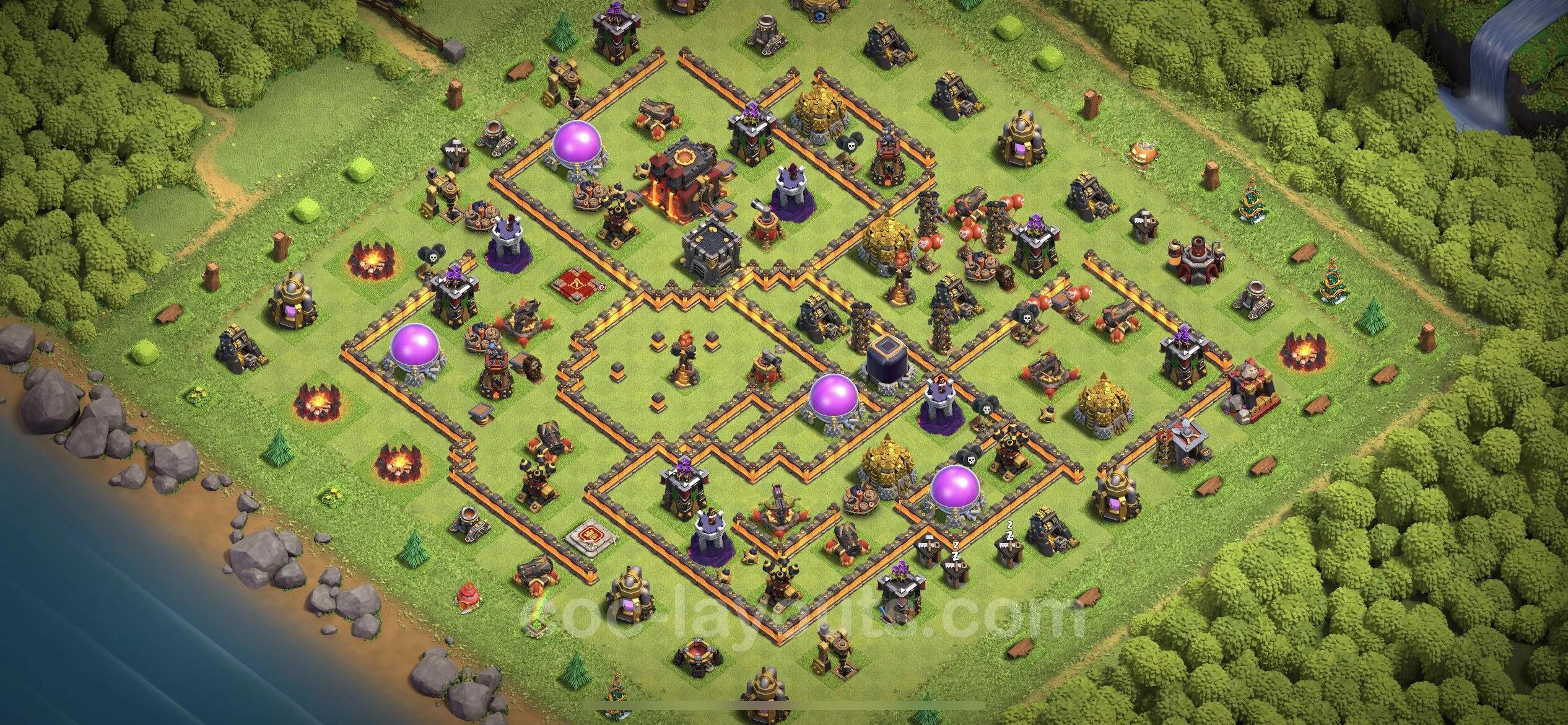Anti 3 Stars Base TH10 with Link, Anti Everything - best plan / layout / design - Clash of Clans - (#254) — Verteidigung TH10