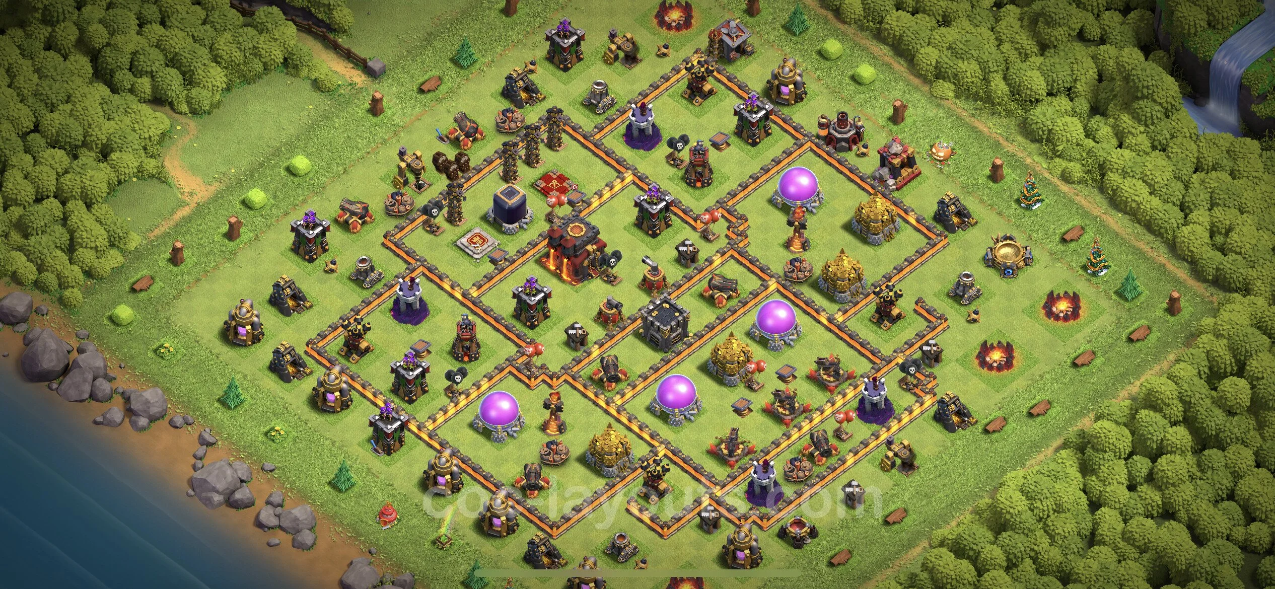 Top Base TH10 with Link, Anti 3 Stars - Anti P.E.K.K.A / Golem Defence Plan - Clash of Clans - (#255) — Savunma TH10