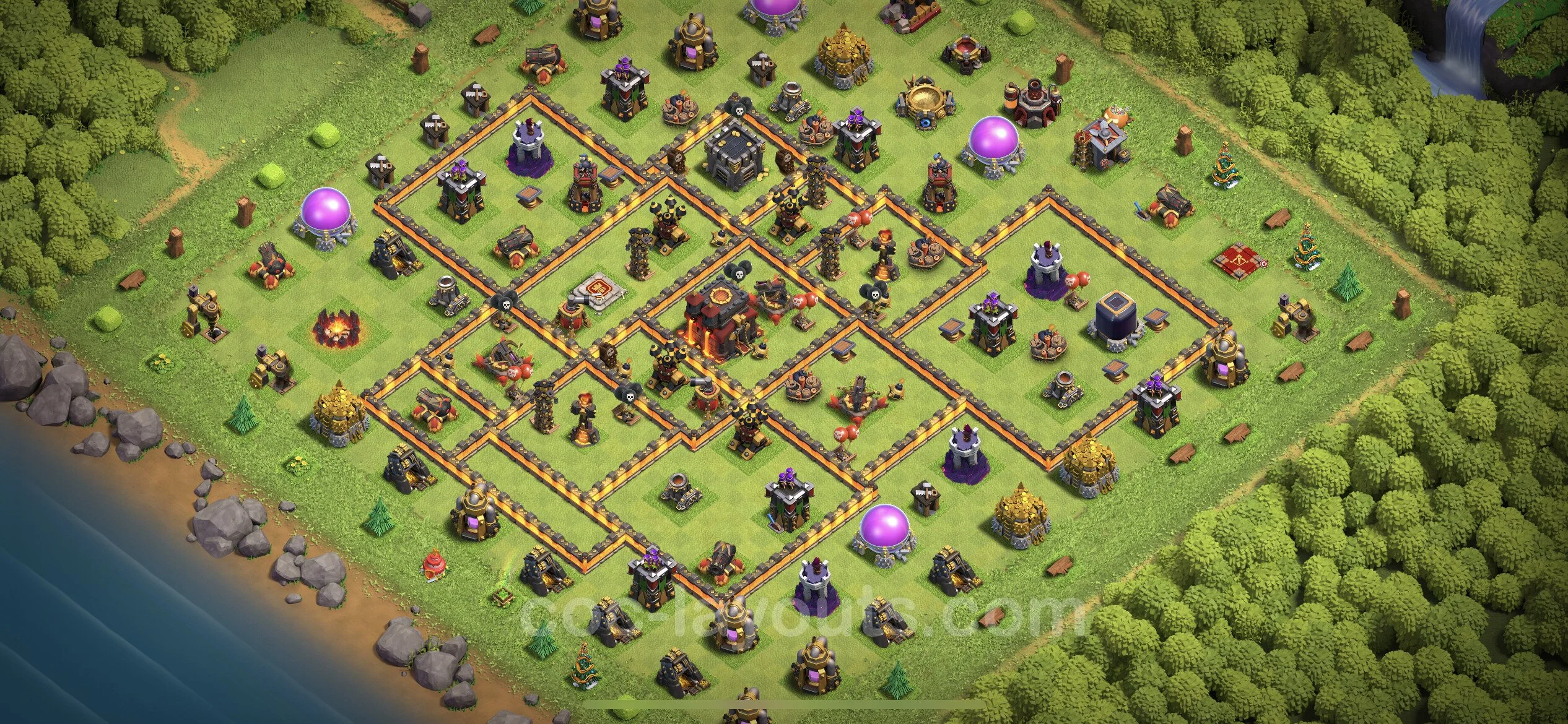 Defense (Trophy) Base TH10 with Link - plan / layout / design - Clash of Clans - (#256) — Защита TH10