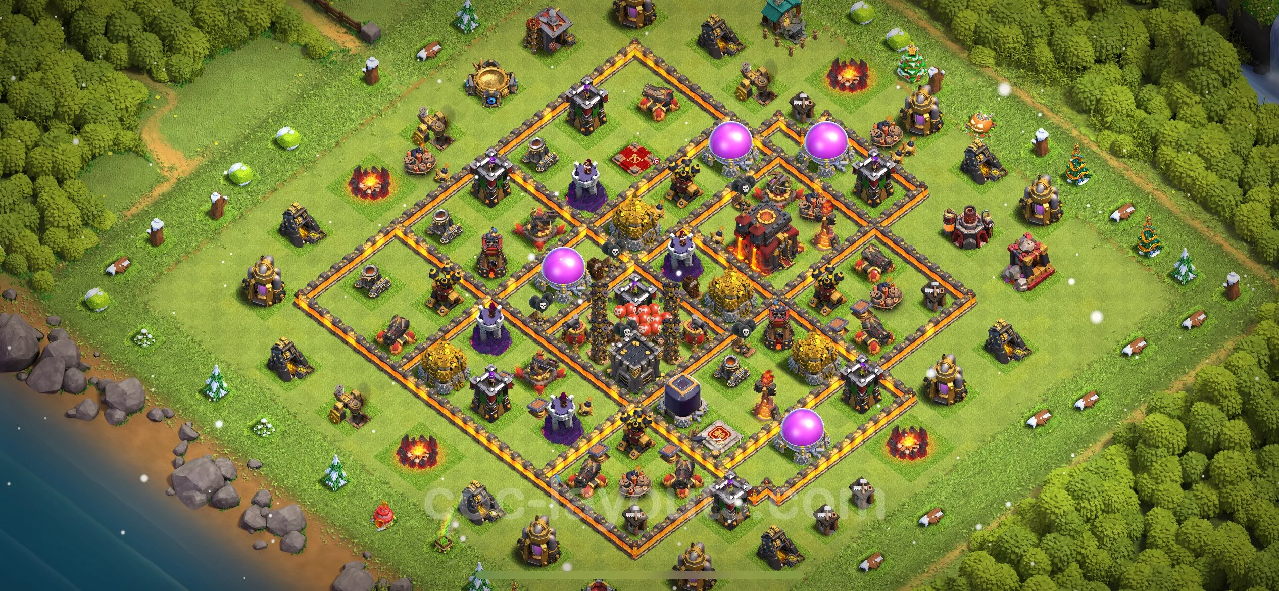 Top Base TH10 with Link, Hybrid - Anti Everything Defence Plan - Clash of Clans - (#259) — Défense TH10