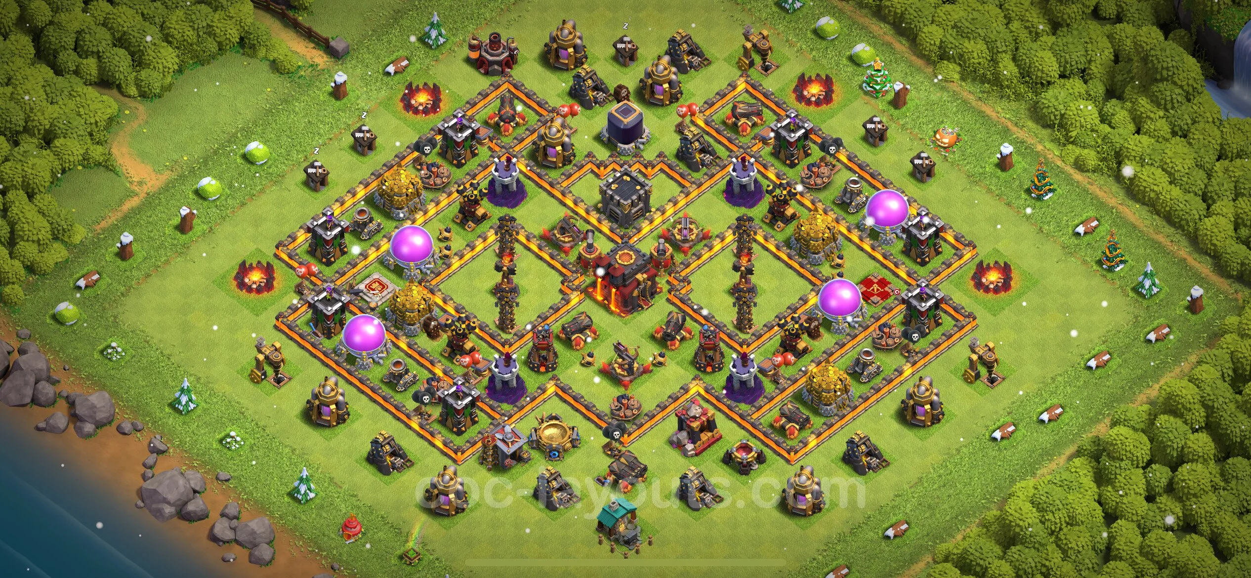 Top Base TH10 with Link, Hybrid - Anti Everything Defence Plan - Clash of Clans - (#260) — Pertahanan TH10