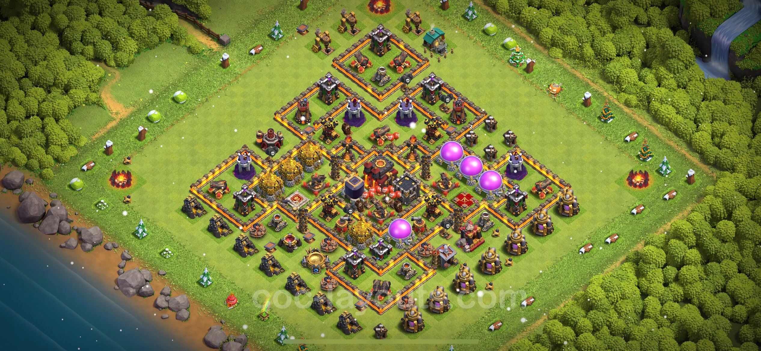 Anti 3 Stars Base TH10 with Link, Hybrid - best plan / layout / design - Clash of Clans - (#261) — Захист TH10
