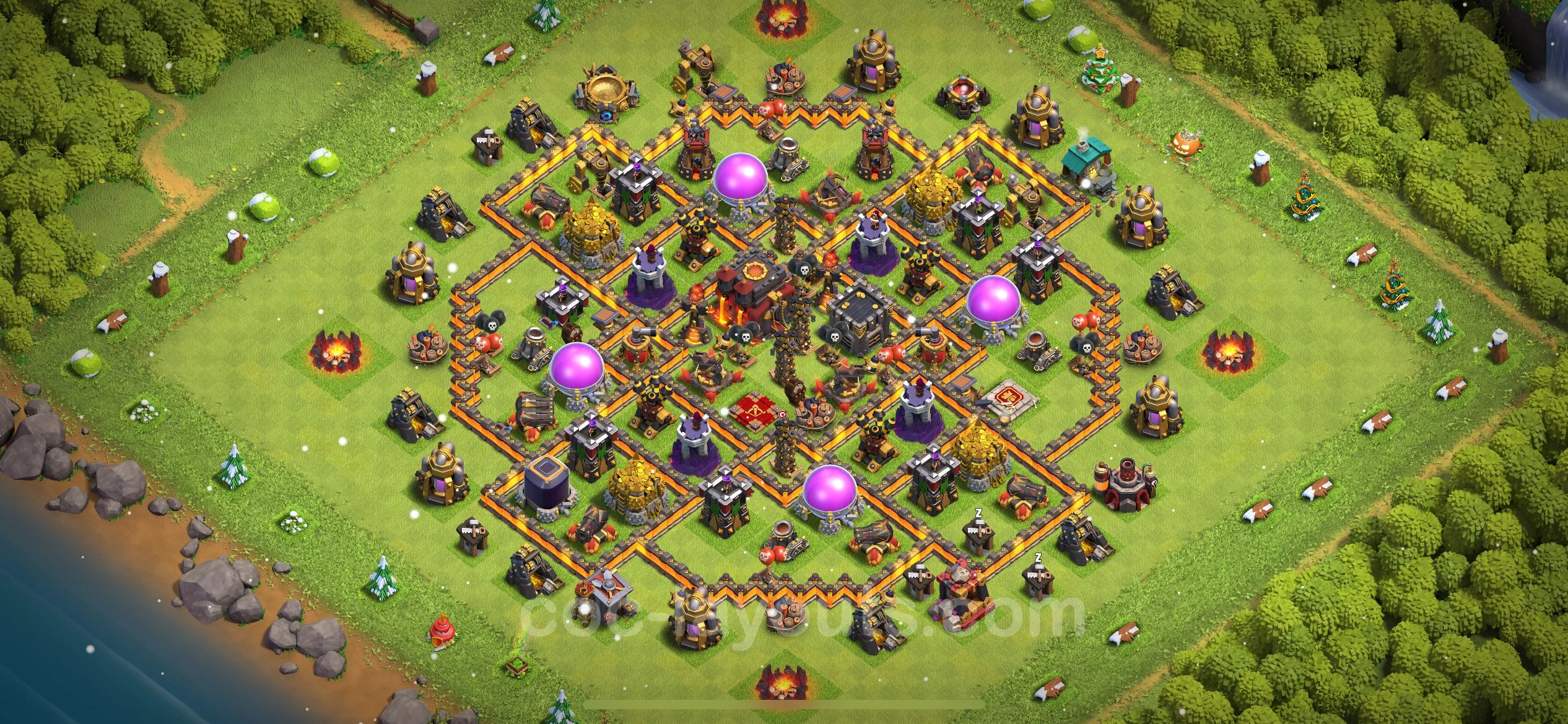 Anti 2 Stars Base TH10 with Link, Hybrid - best plan / layout / design - Clash of Clans - (#267) — Défense TH10